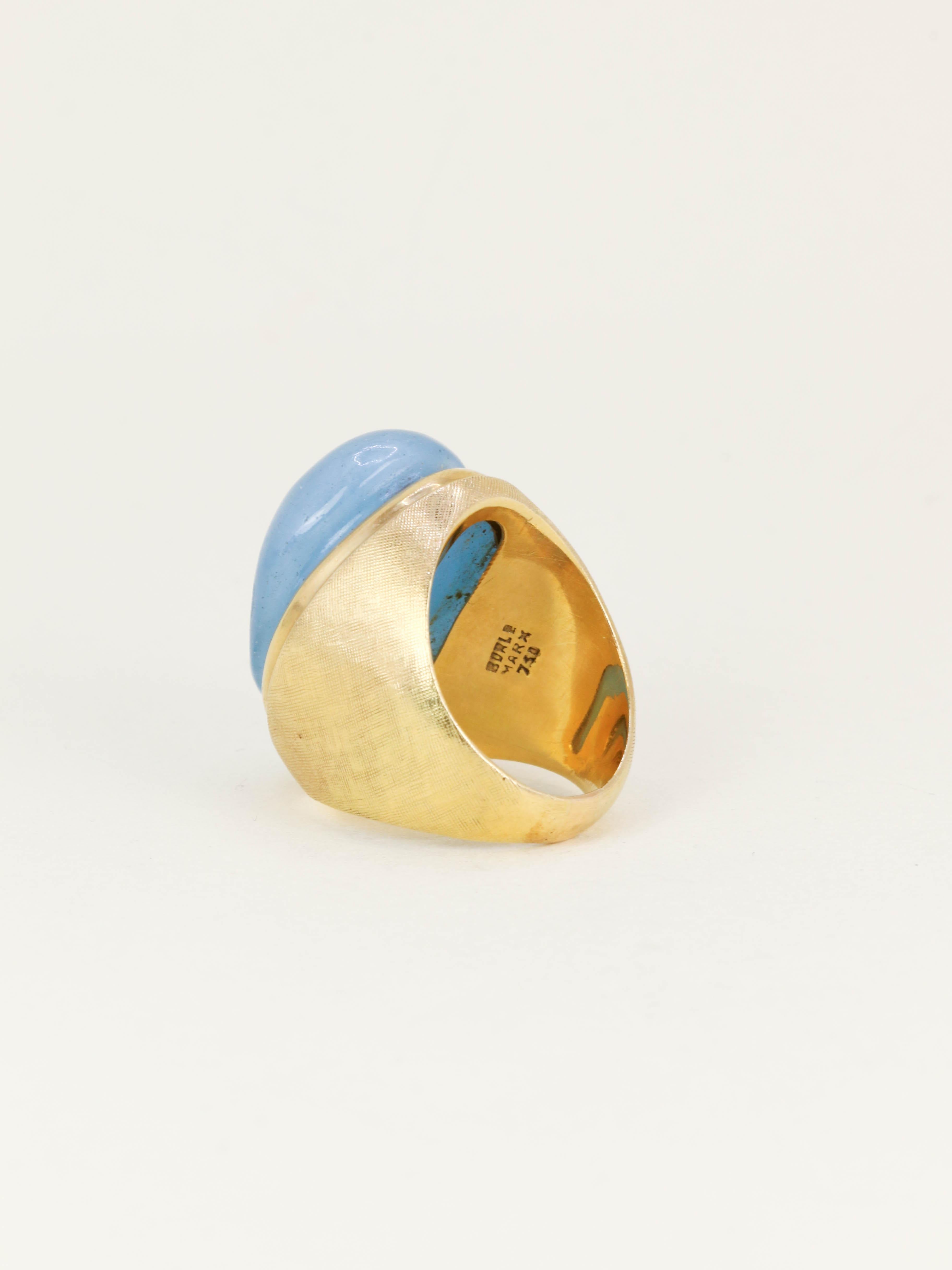 BURLE MARX Bague cocktail or jaune aigue marine "Forma Livre"