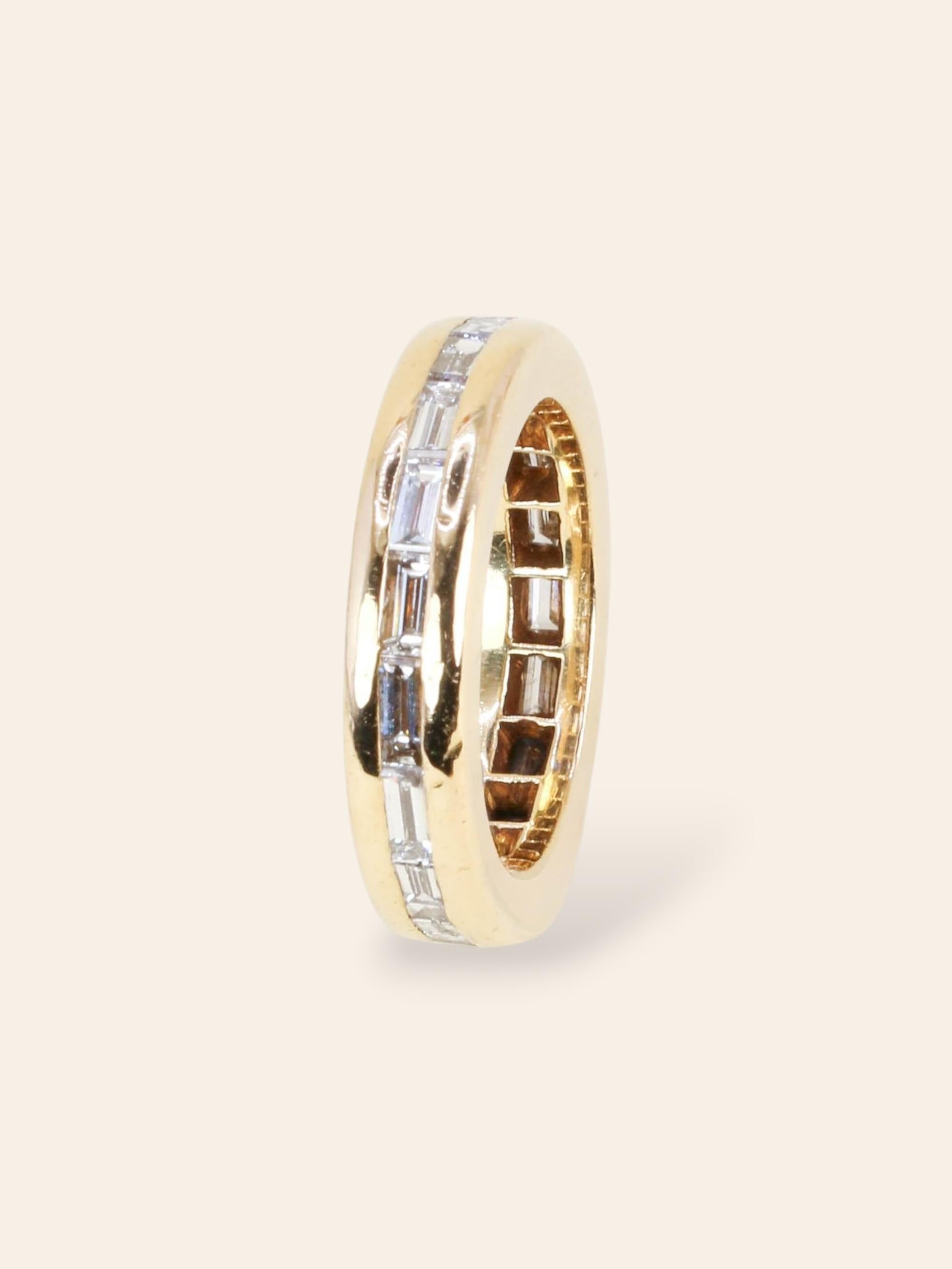 ROLEX Bague or jaune diamants baguette