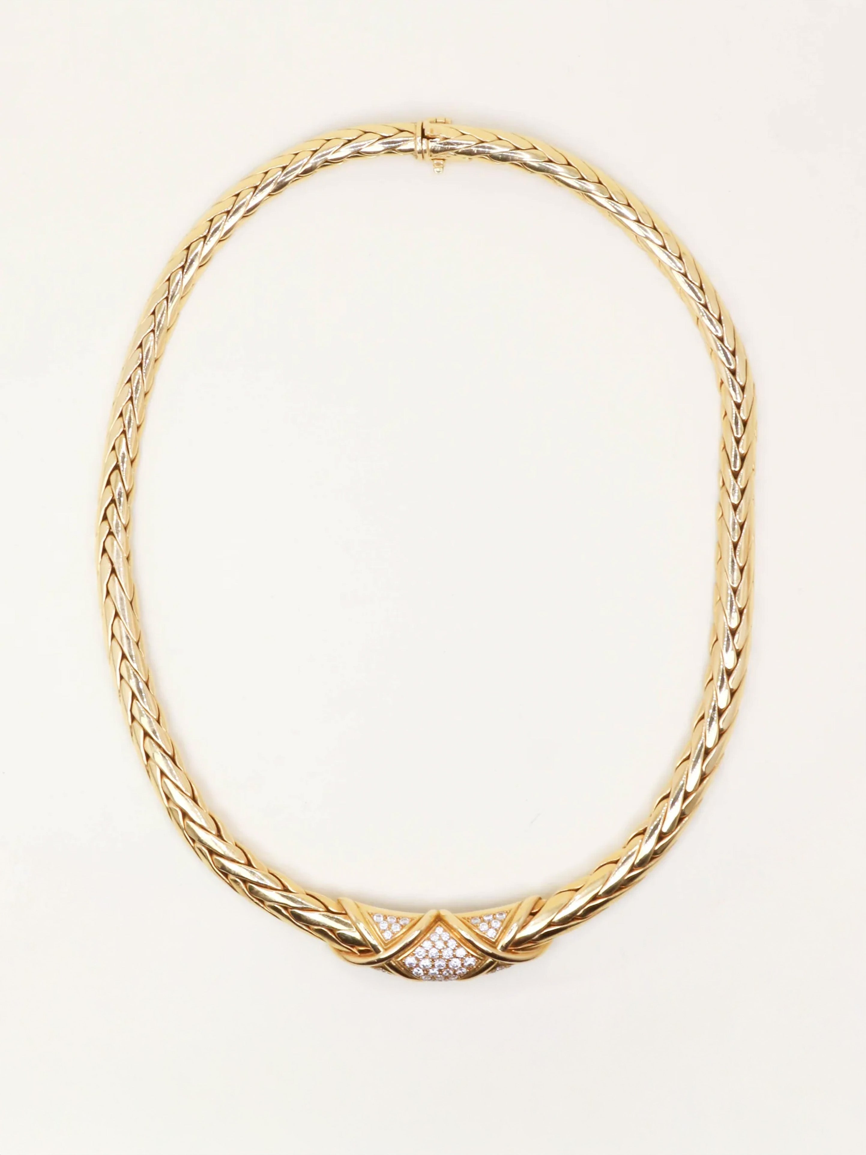 GAY FRERES Collier vintage or torsadé diamants