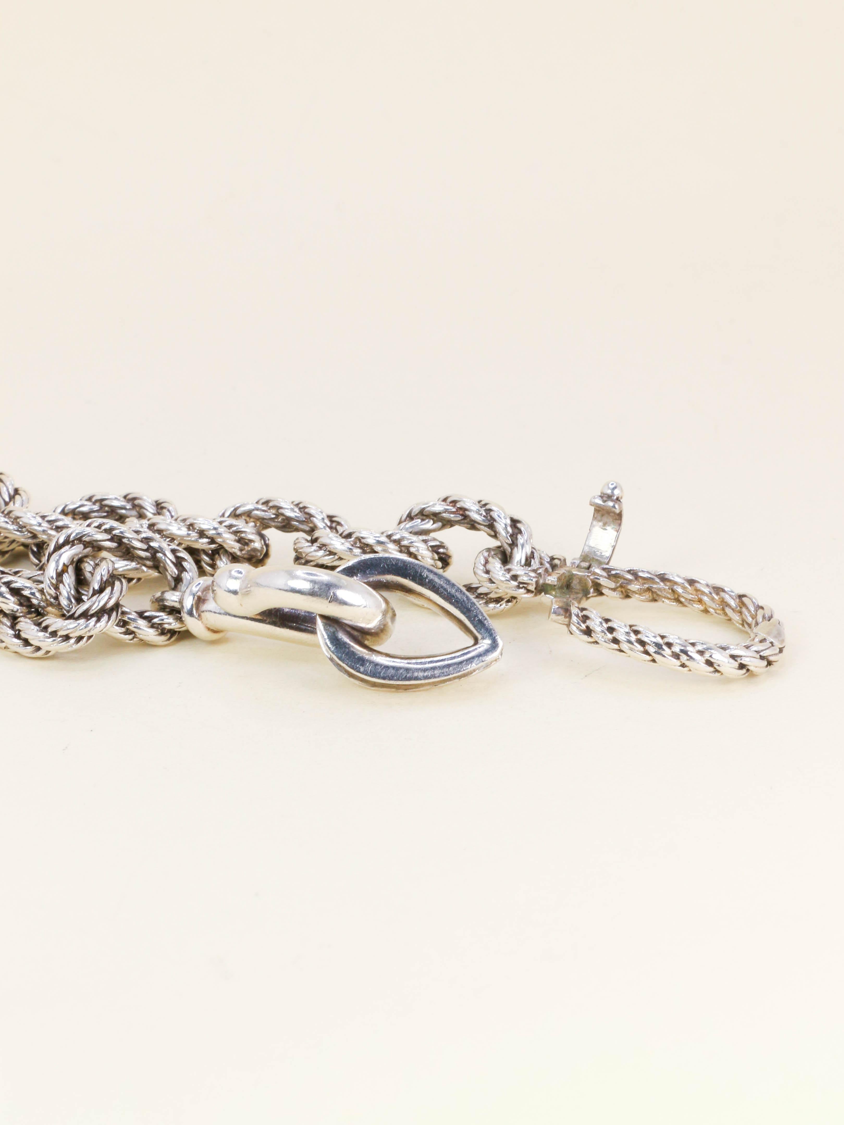 HERMES (Attribué à) Bracelet quadrille corde tressé argent