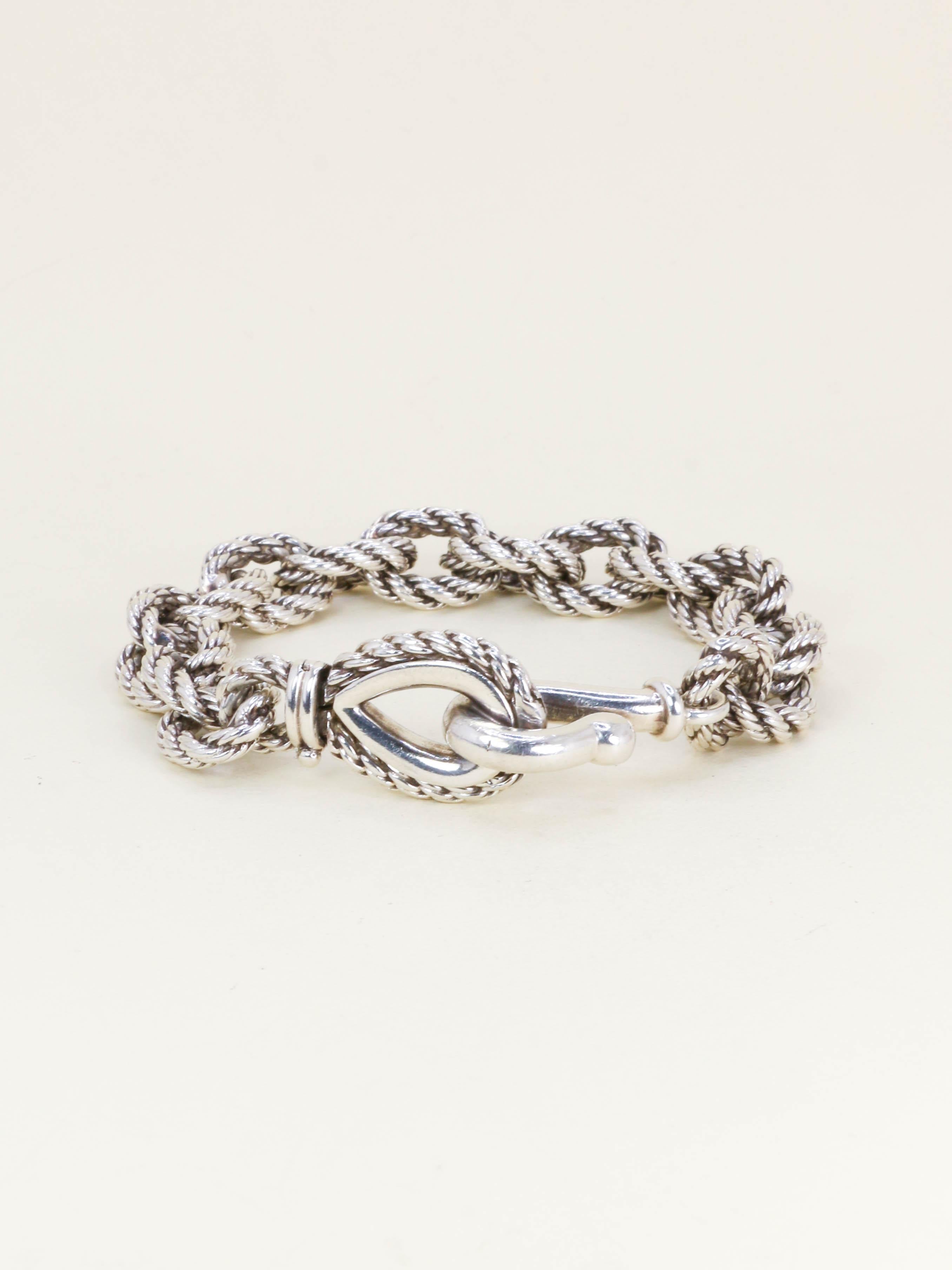 HERMES (Attribué à) Bracelet quadrille corde tressé argent