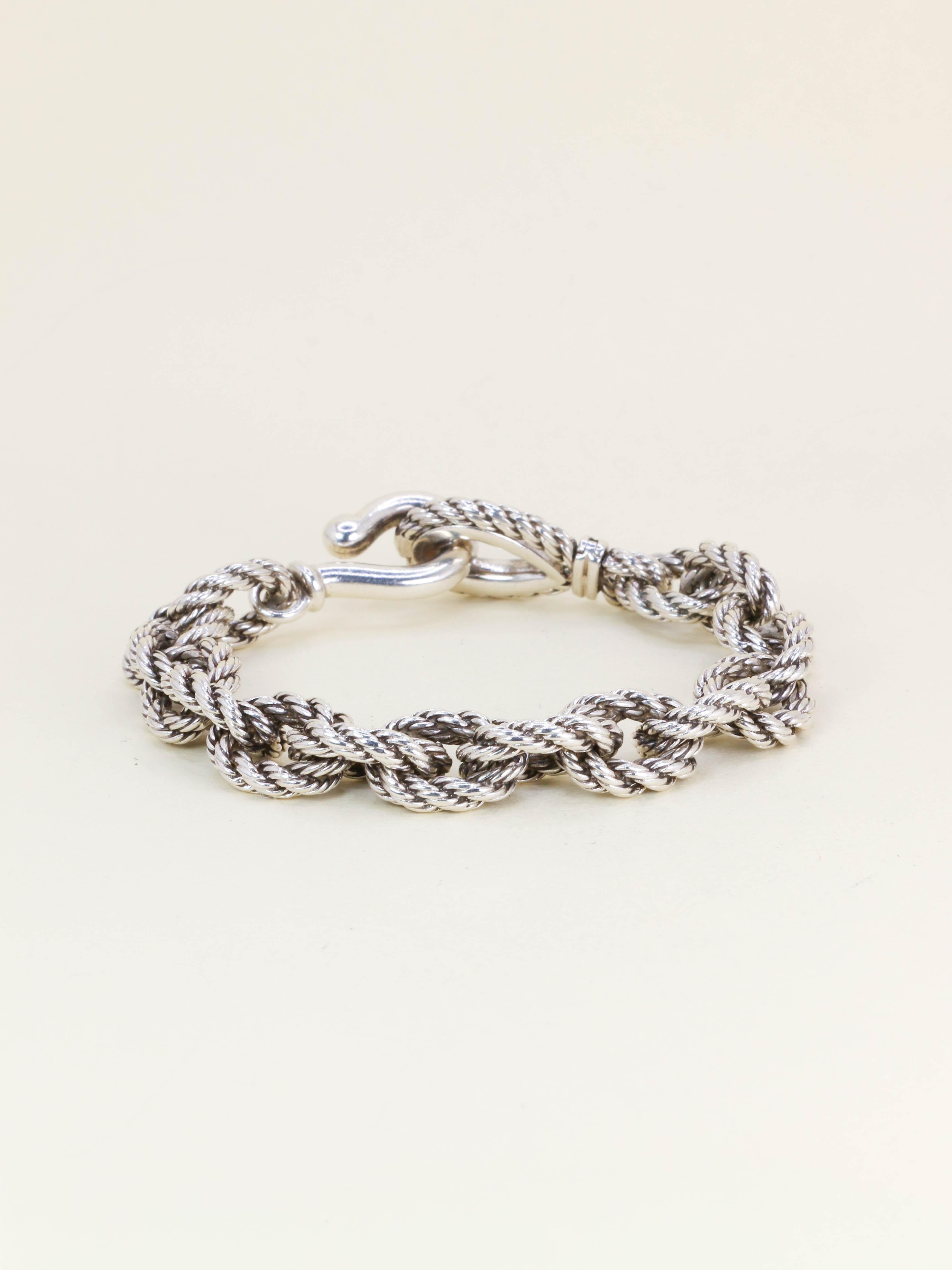 HERMES (Attribué à) Bracelet quadrille corde tressé argent