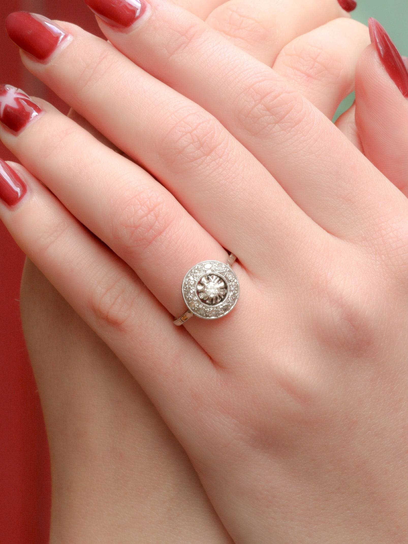 Bague Belle Epoque or platine diamants taille ancienne