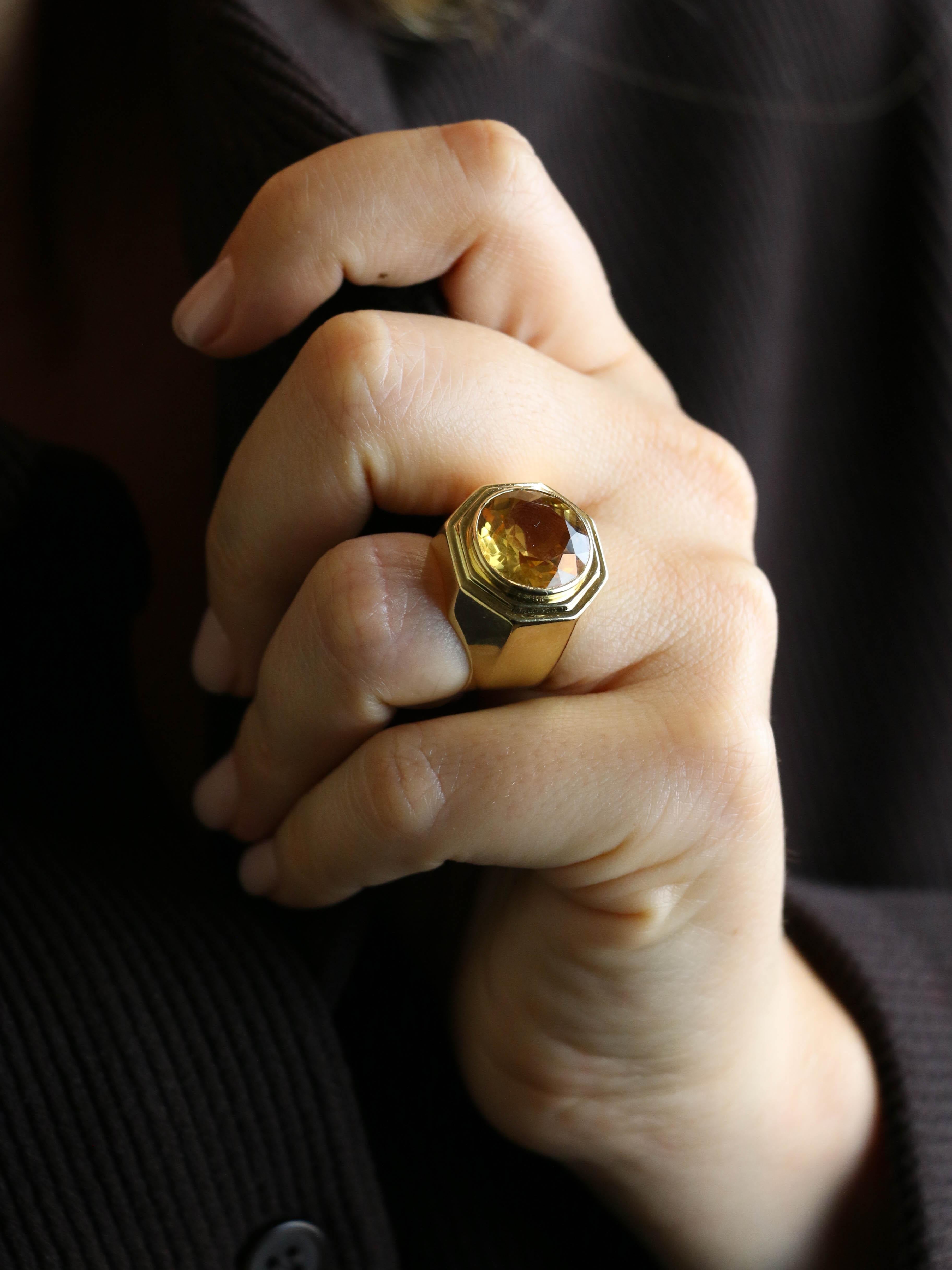 FRED Bague chevaliere or jaune citrine 7 carats