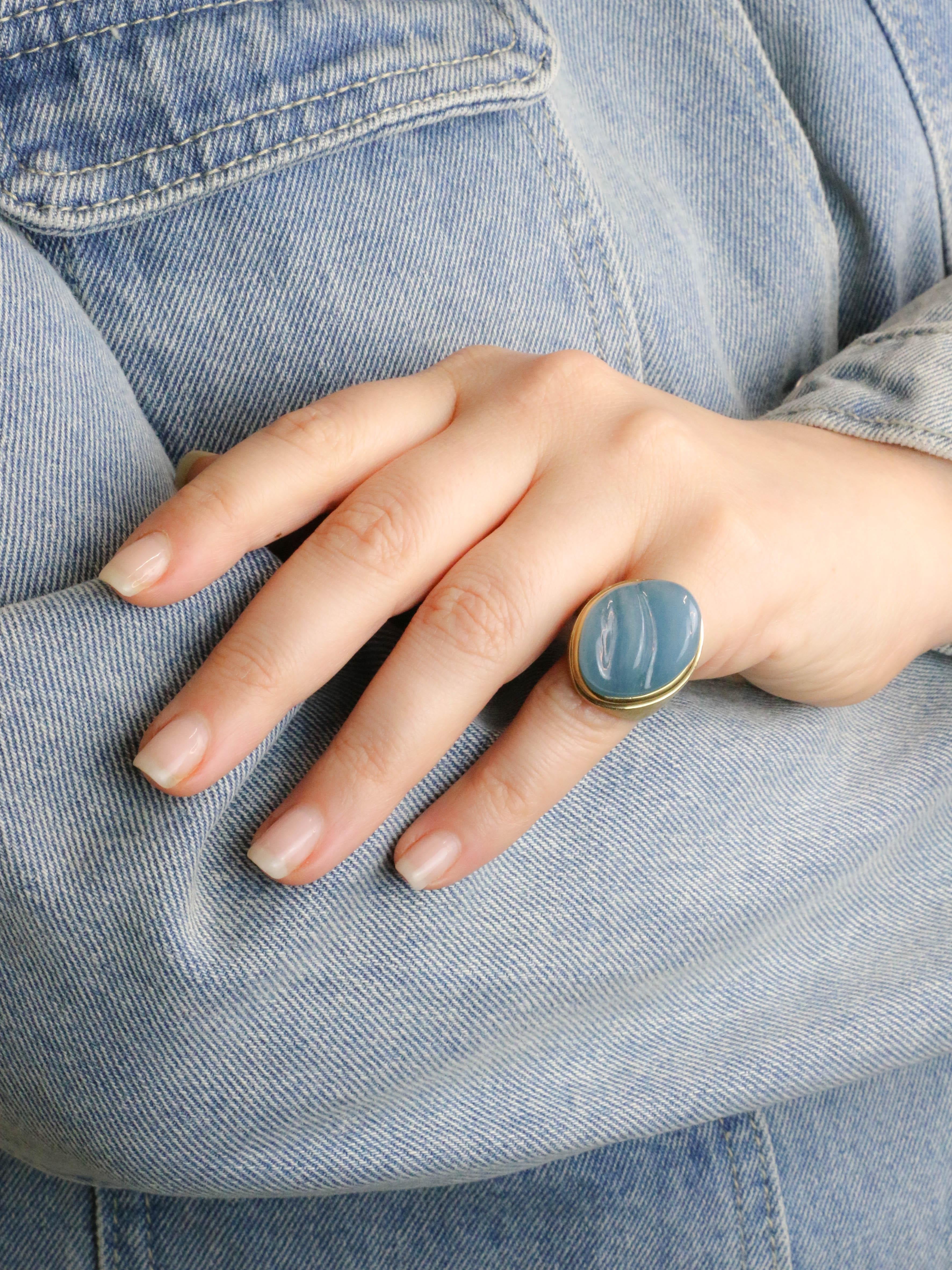 BURLE MARX Bague cocktail or jaune aigue marine "Forma Livre"