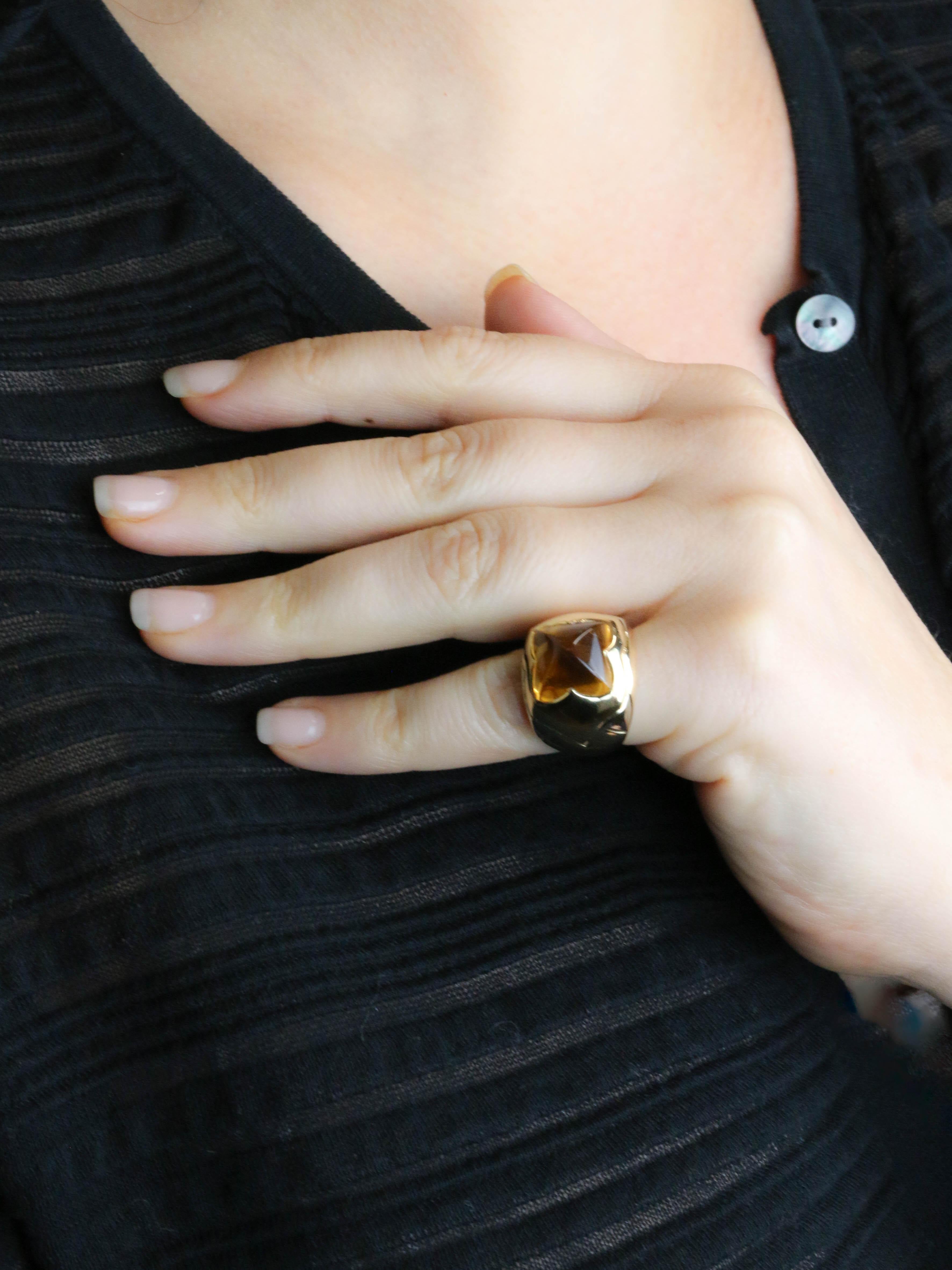 BVLGARI Bague pyramide or jaune citrine pain de sucre