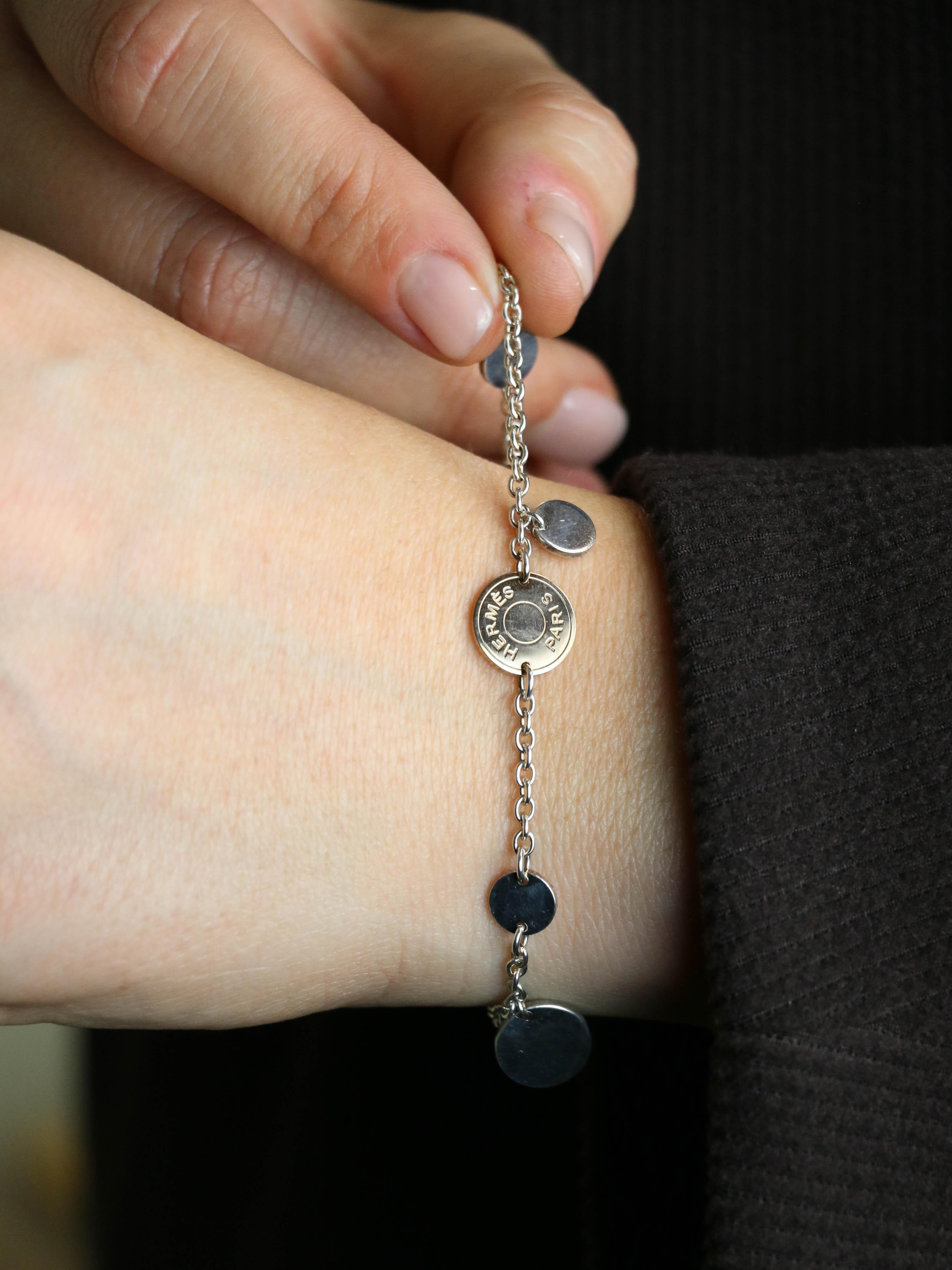 HERMES Bracelet Ex-libris argent or rose