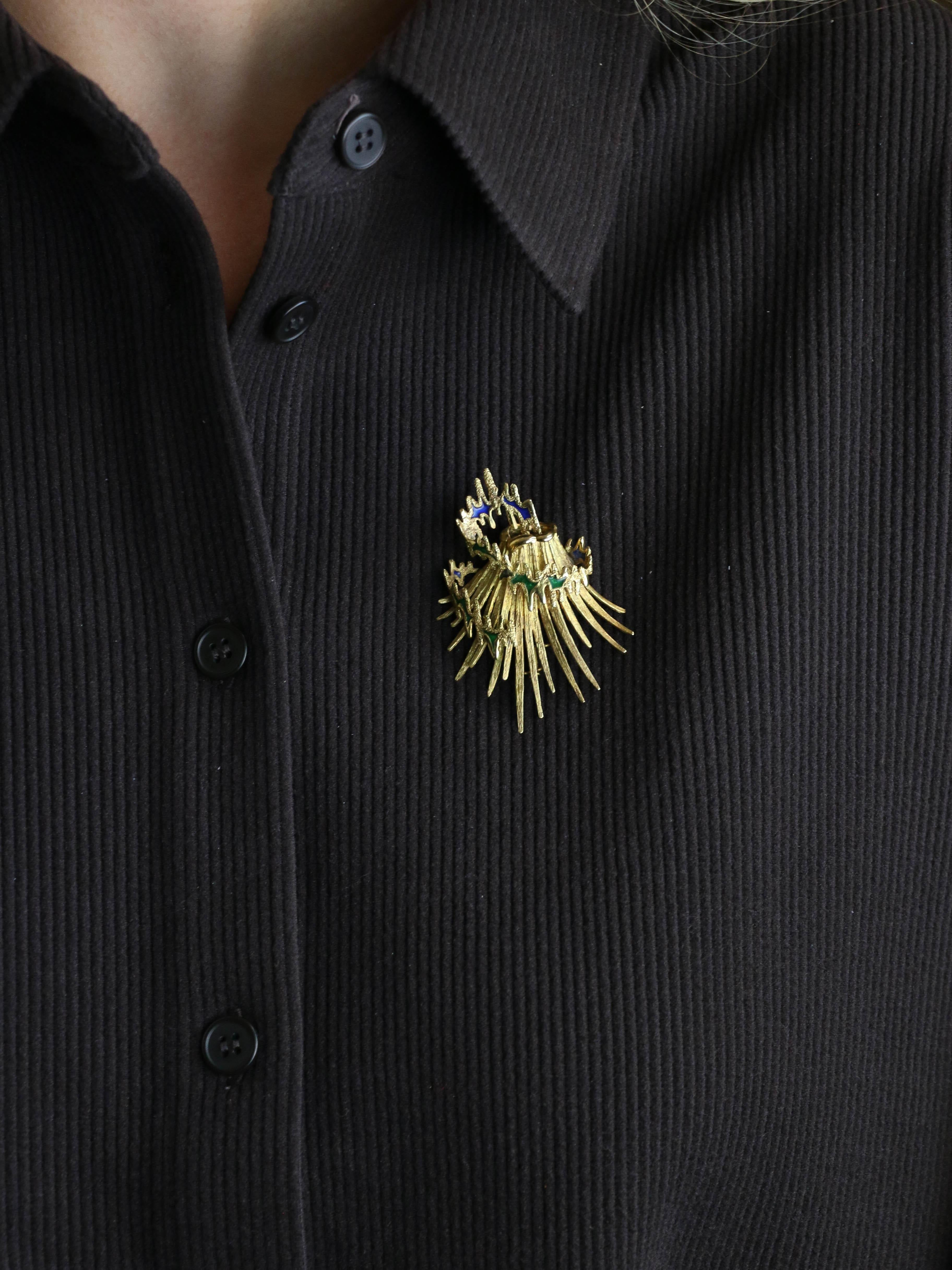 BECKER & BRASIER Broche volcan or jaune email