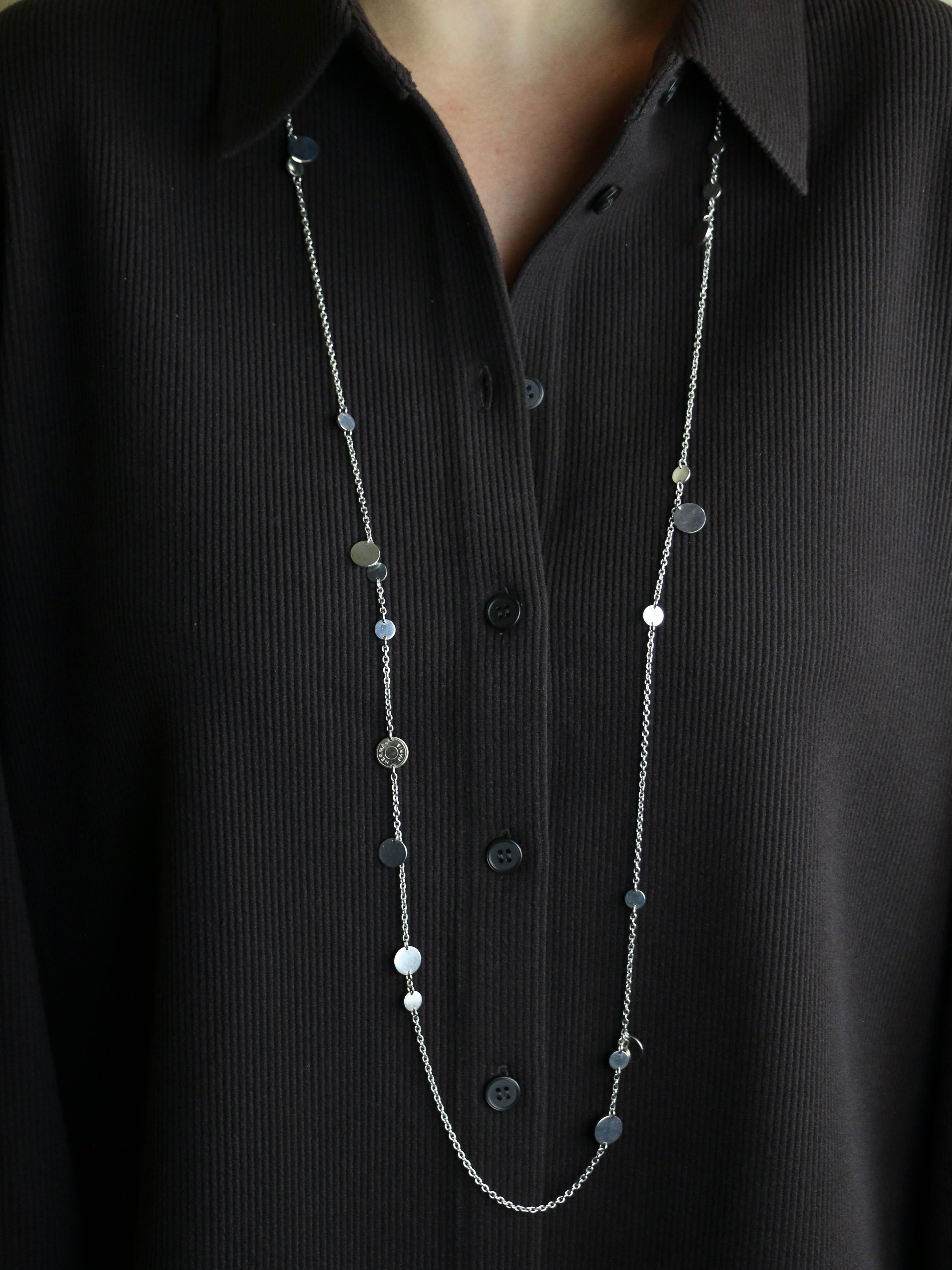 HERMES Sautoir Ex-libris argent or rose