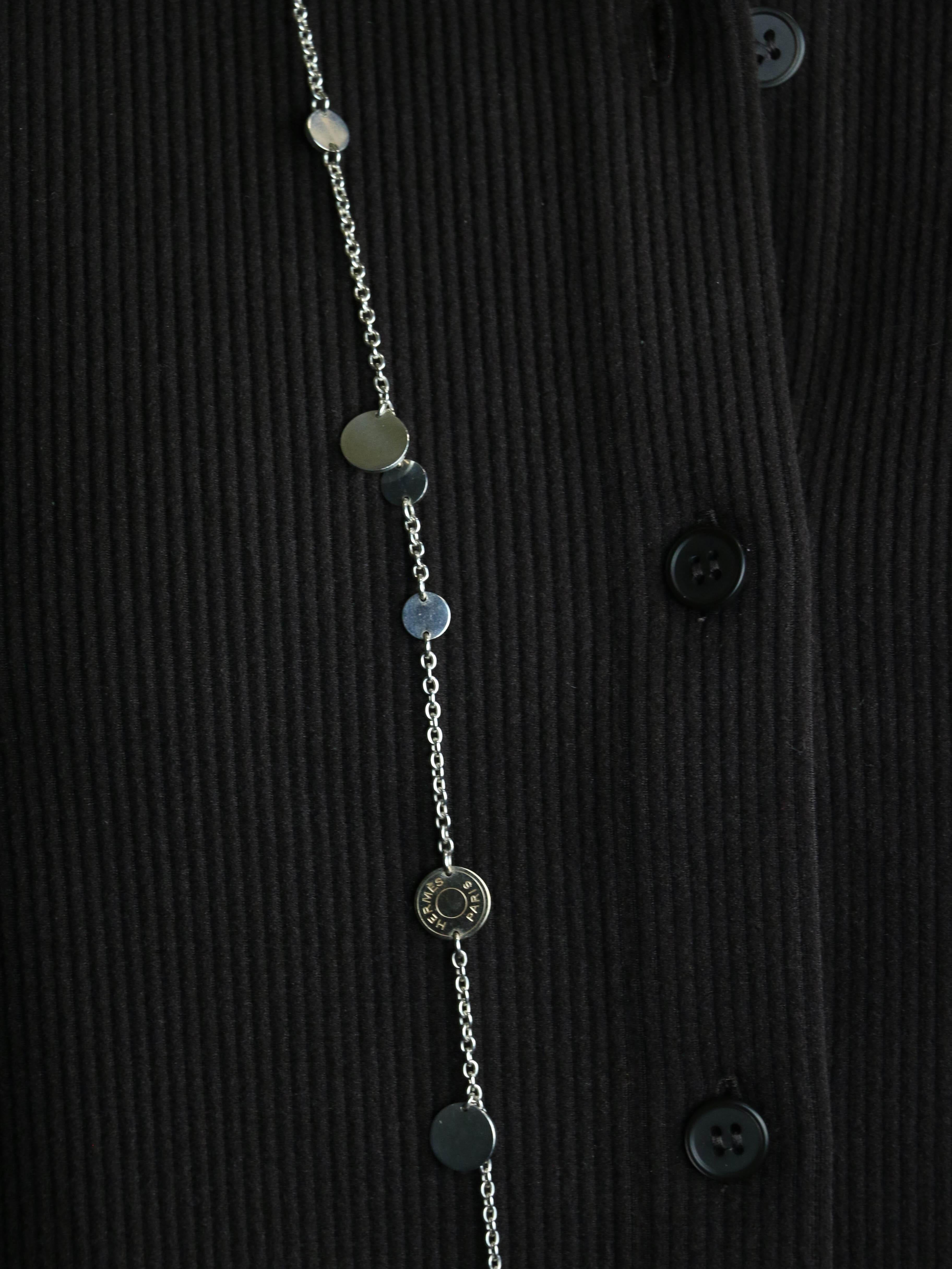 HERMES Sautoir Ex-libris argent or rose