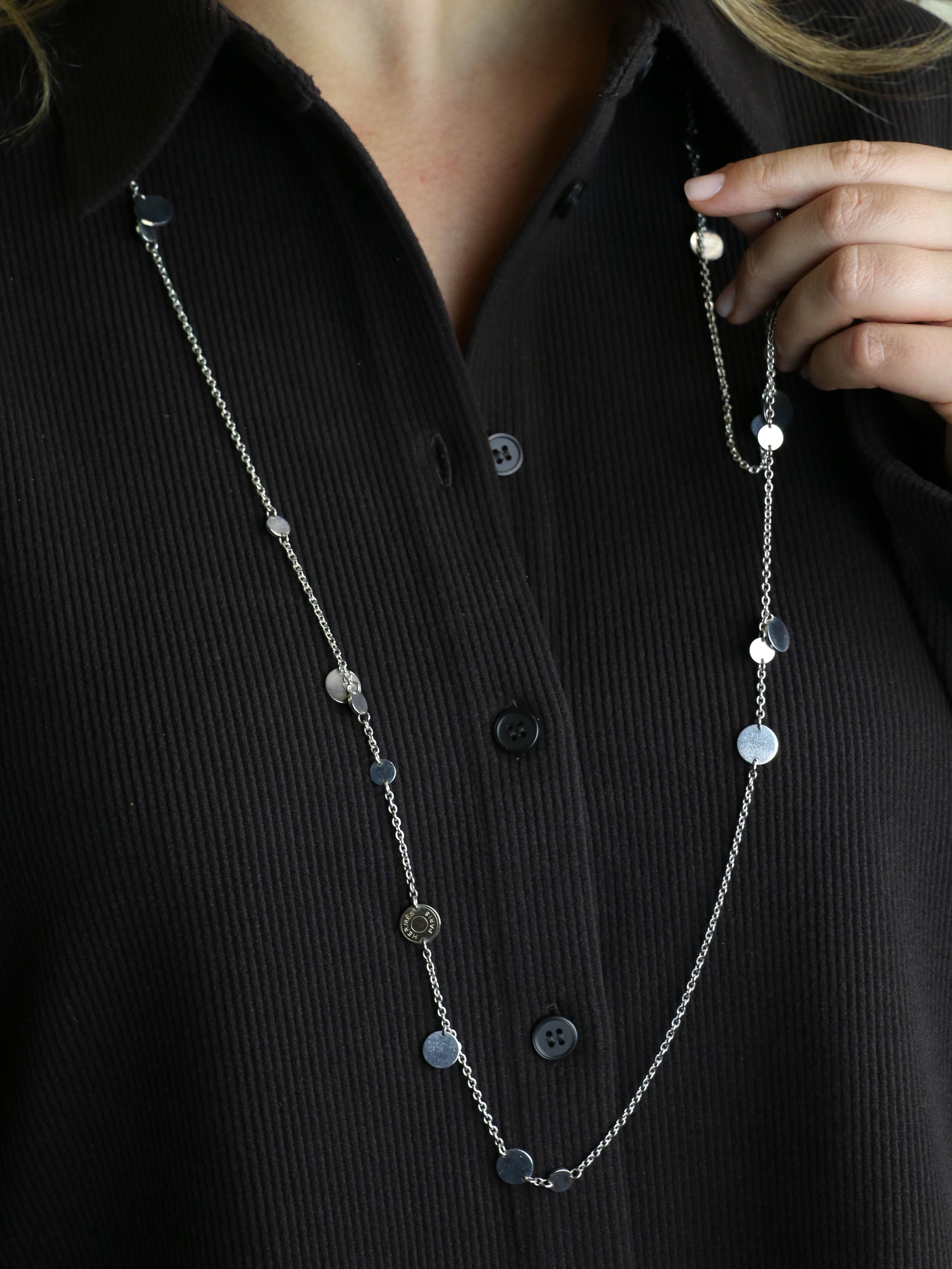 HERMES Sautoir Ex-libris argent or rose