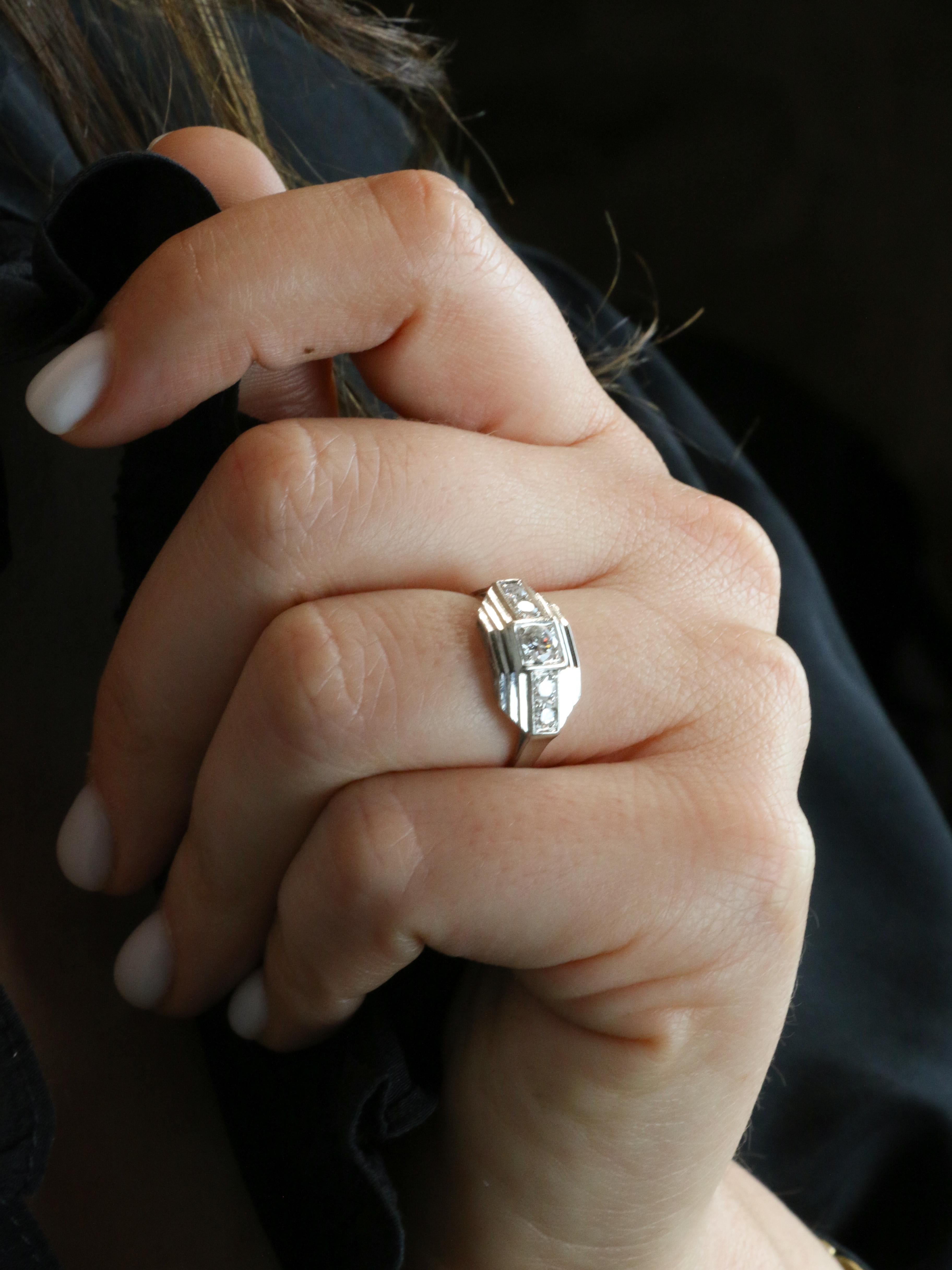 Bague Art déco platine diamants