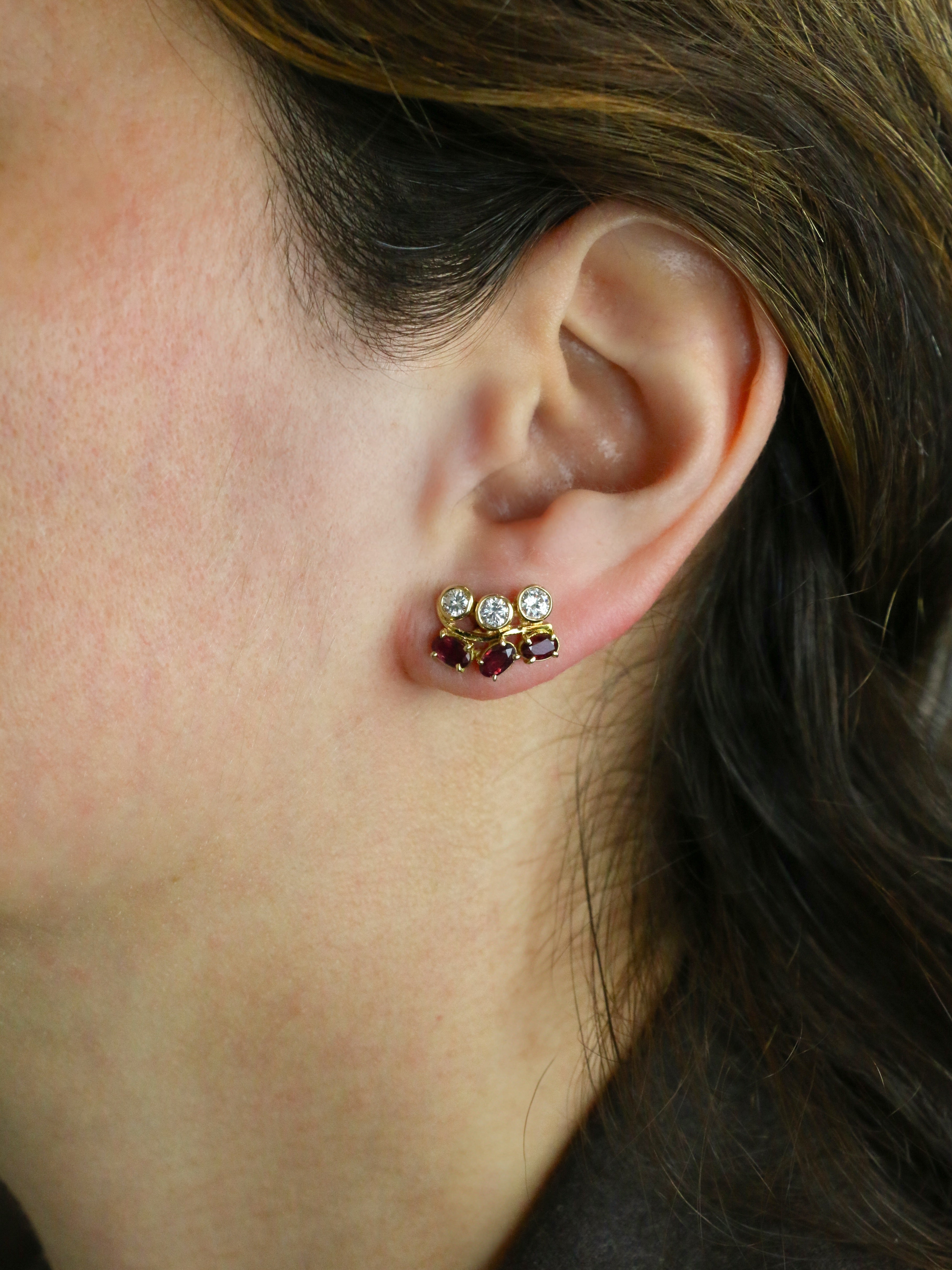 Vintage gold, diamond and garnet earrings