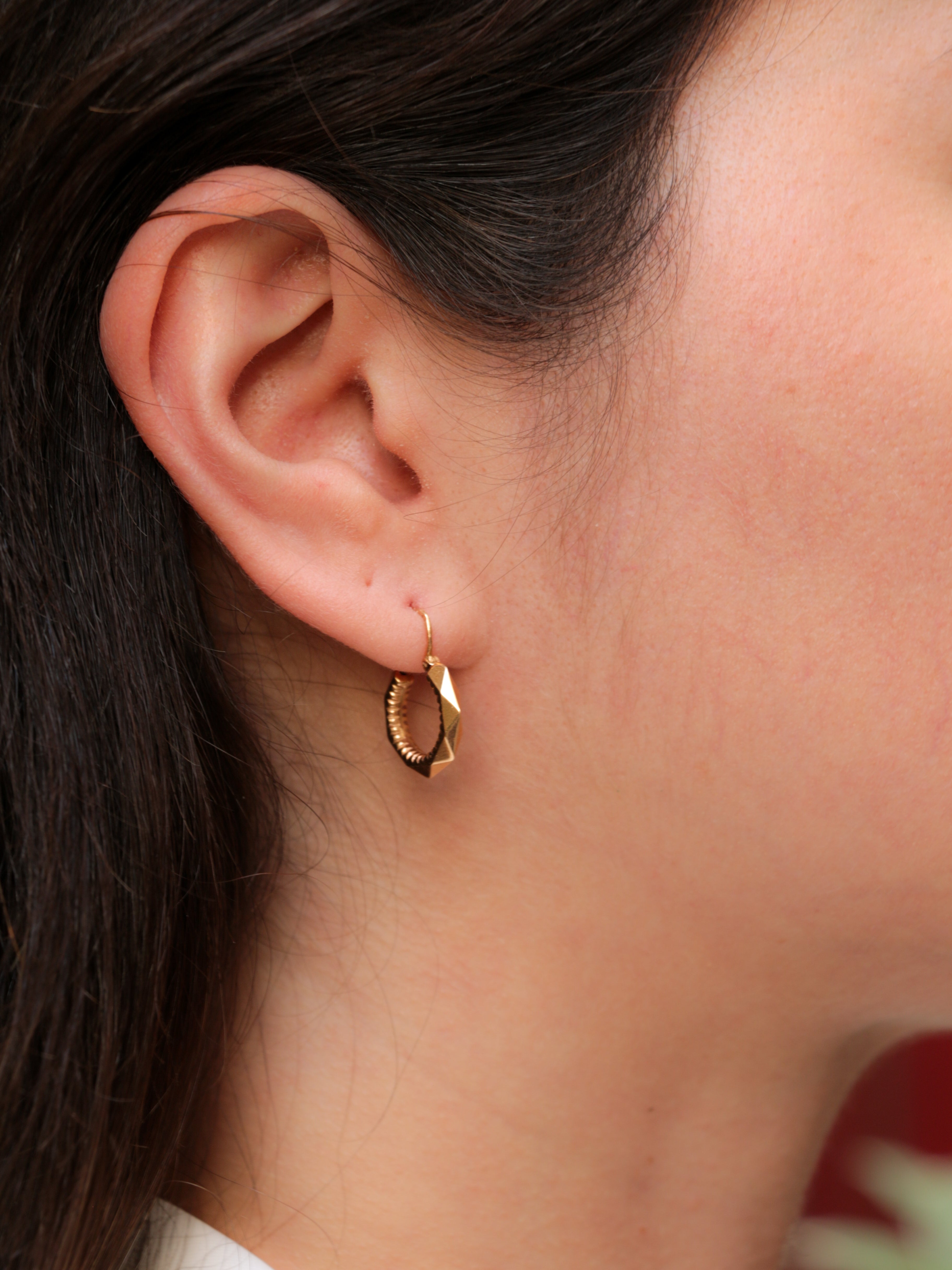 Pair of vintage yellow gold hoop earrings