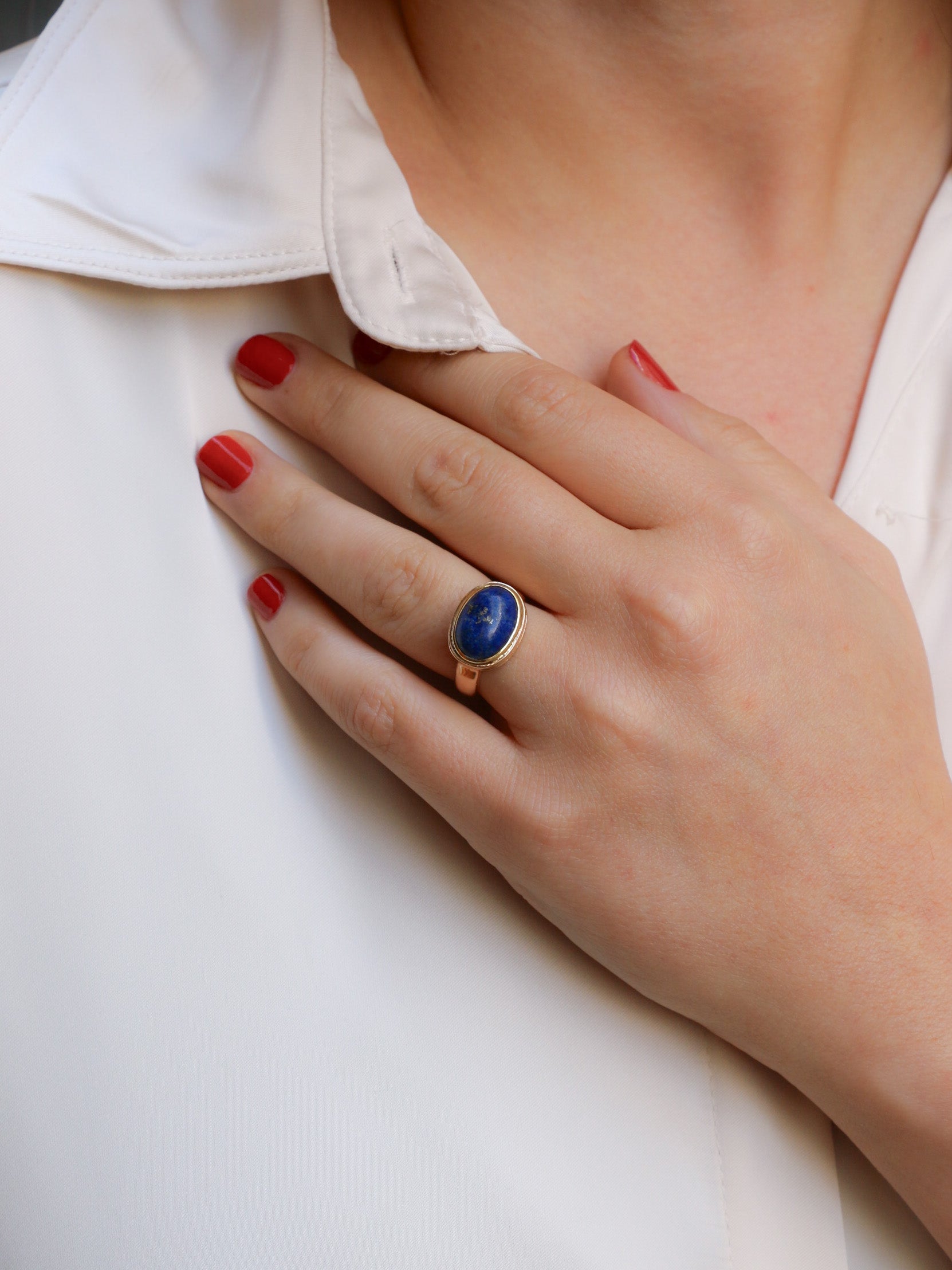 Bague vintage lapis lazuli or jaune