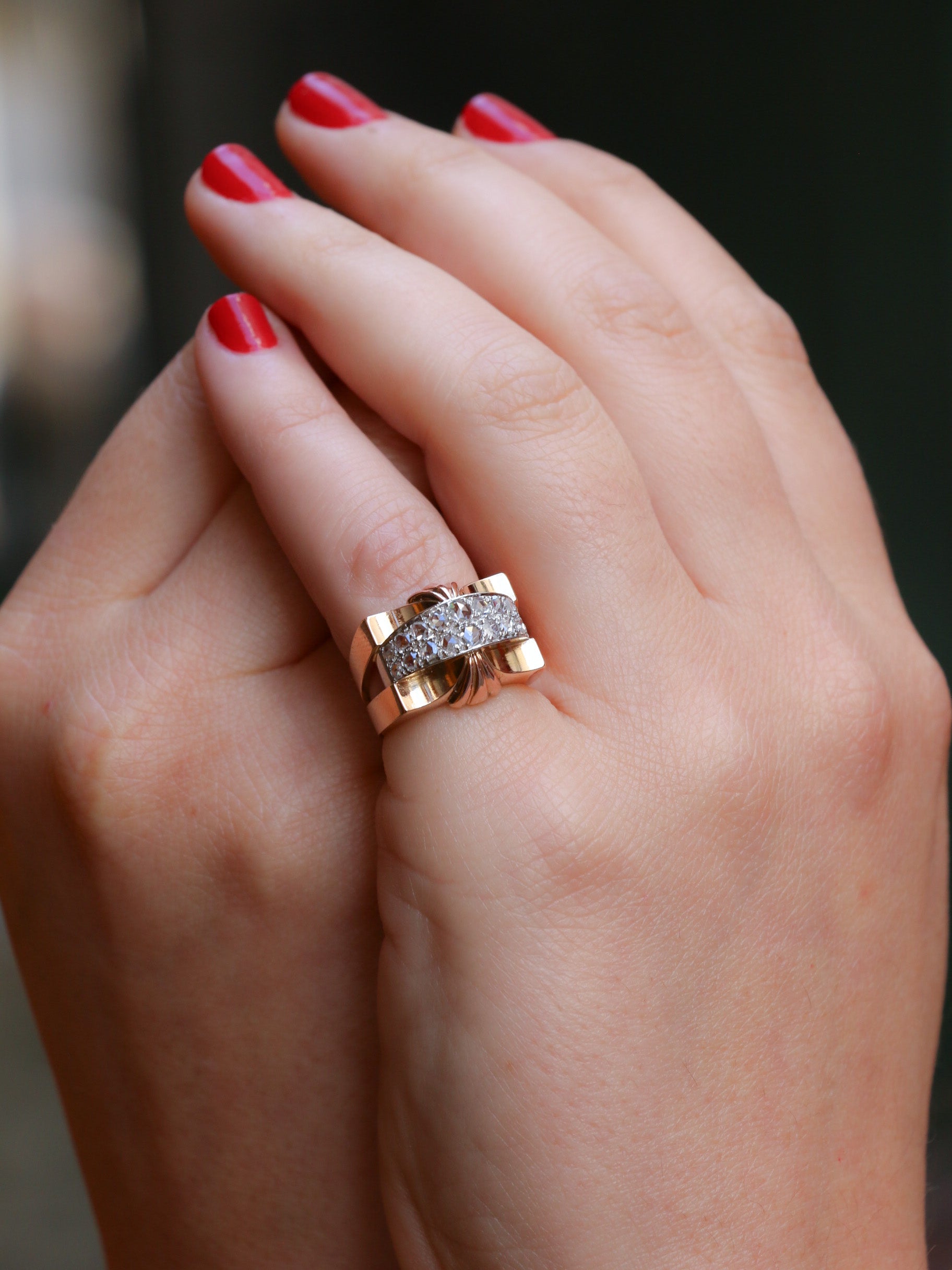 Bague Tank diamants taille rose