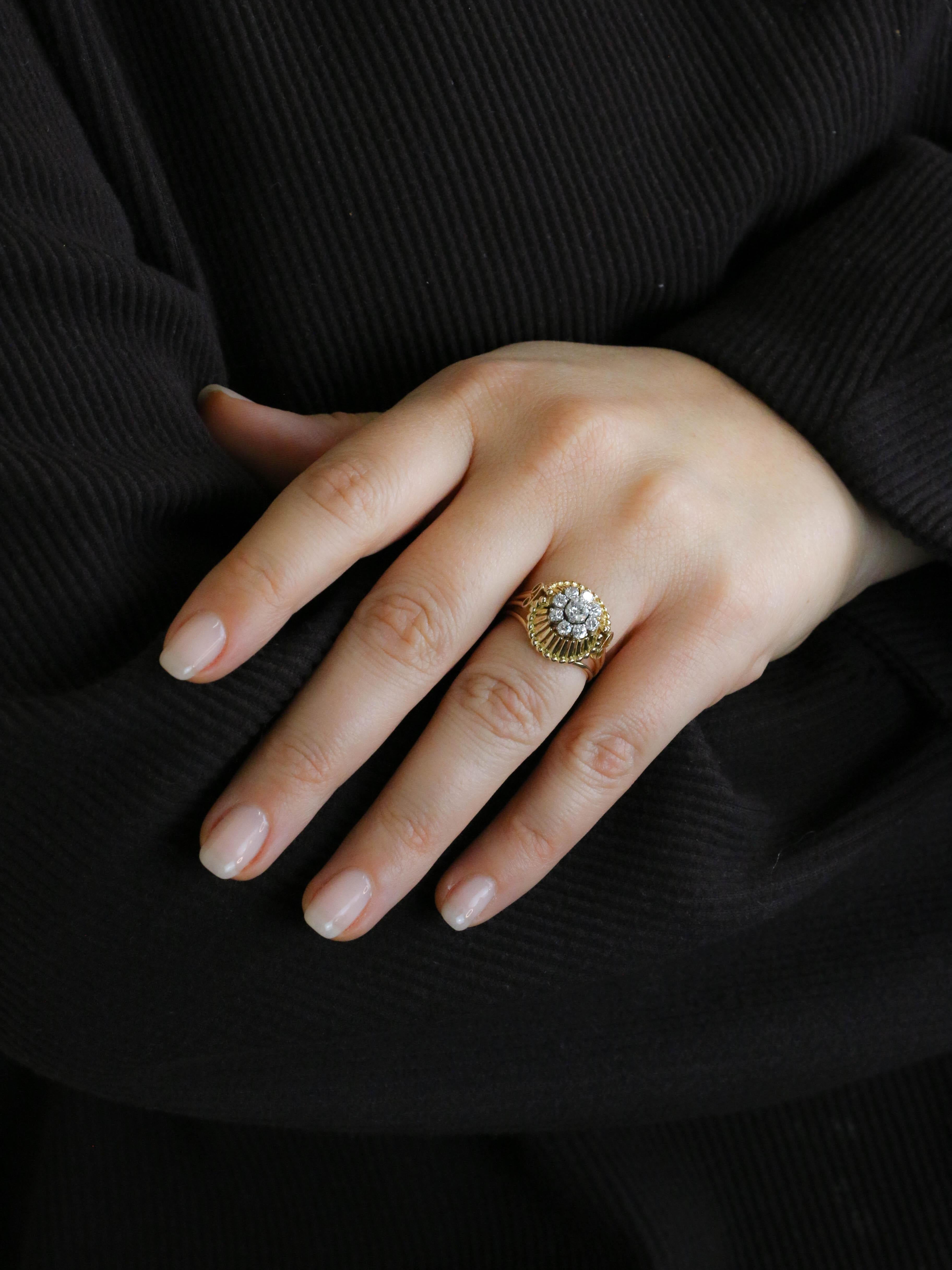 Bague fil or jaune diamants