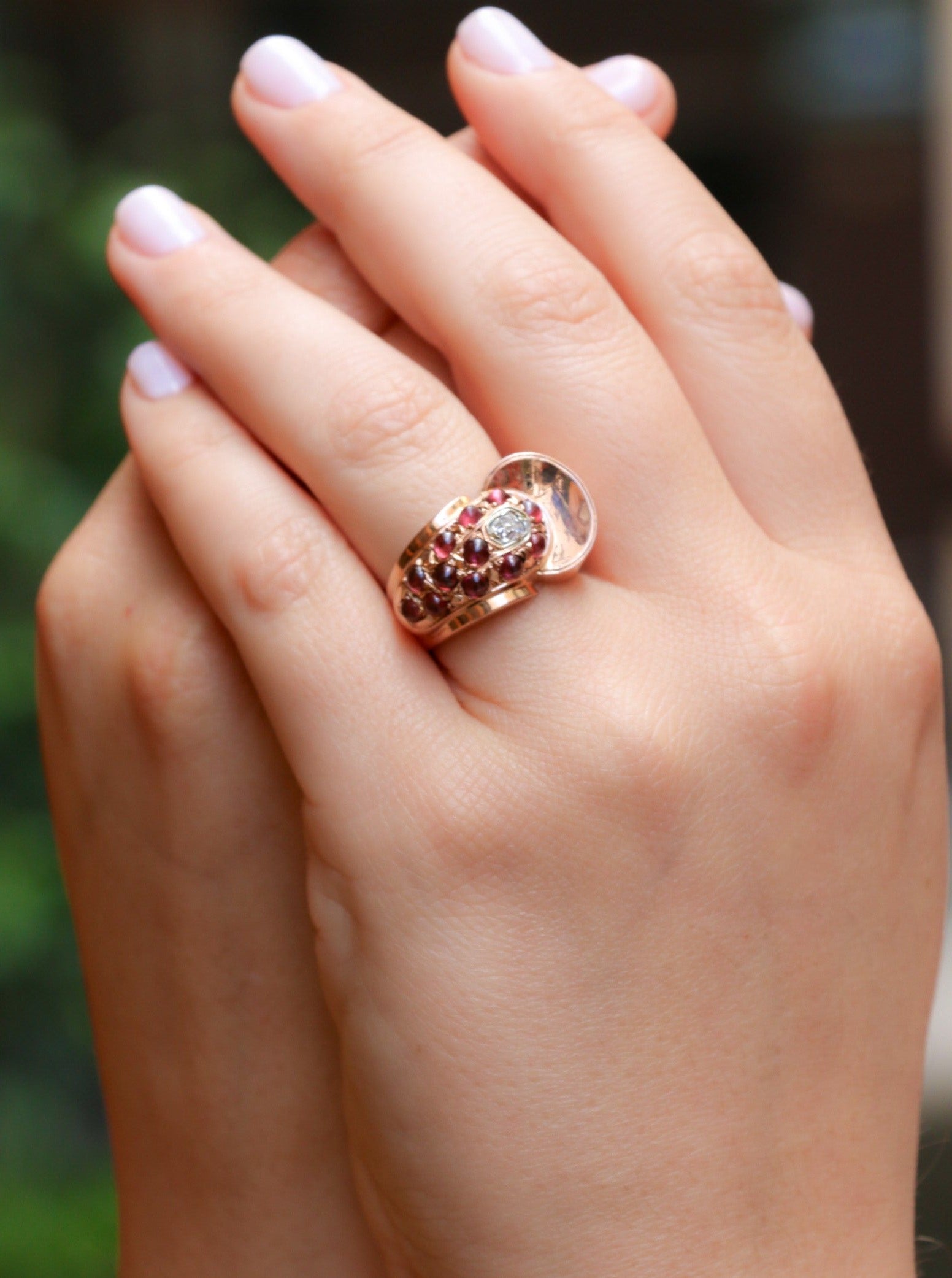 Bague tank or rose diamant