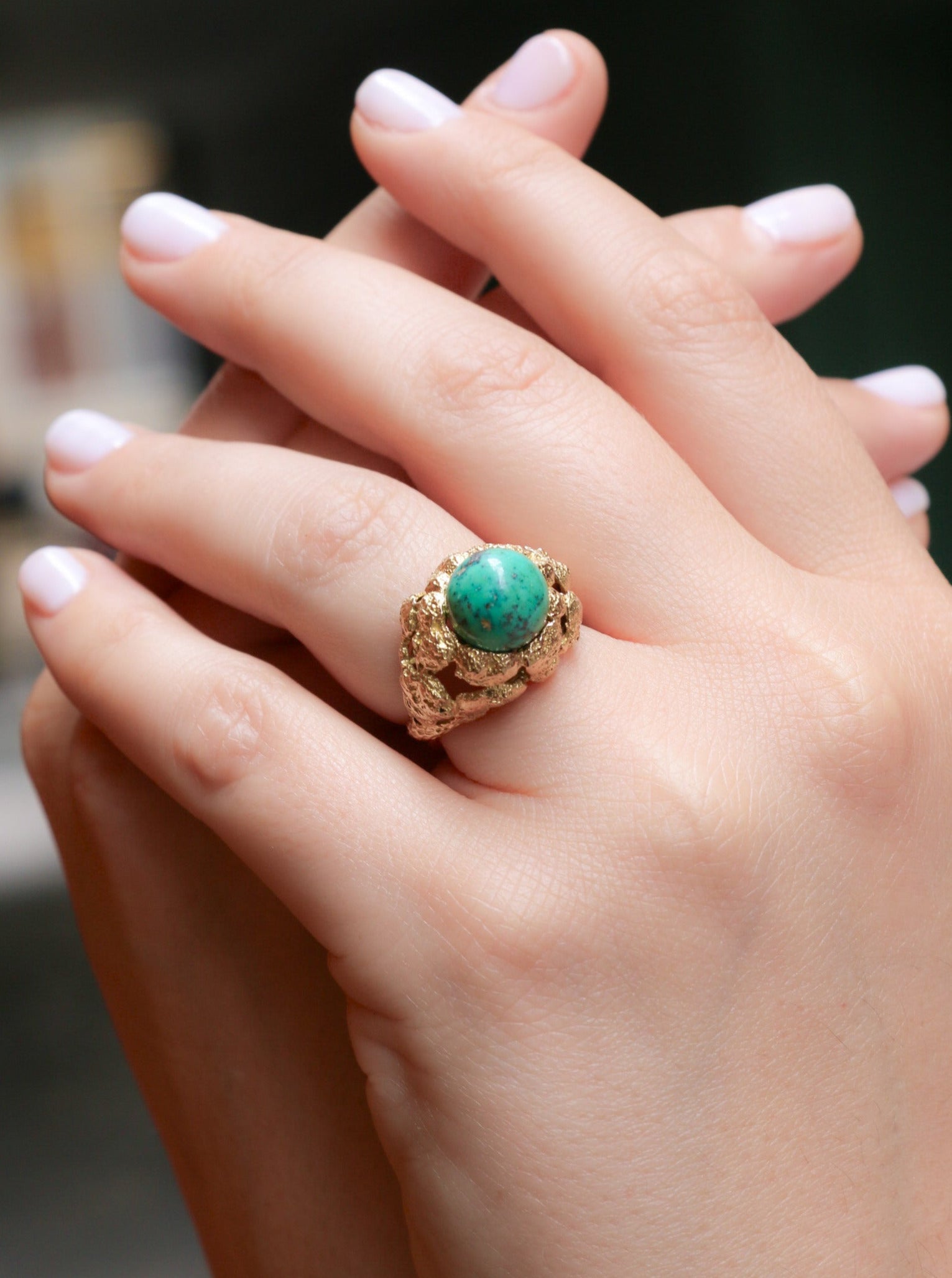 Bague vintage OMEGA or turquoise