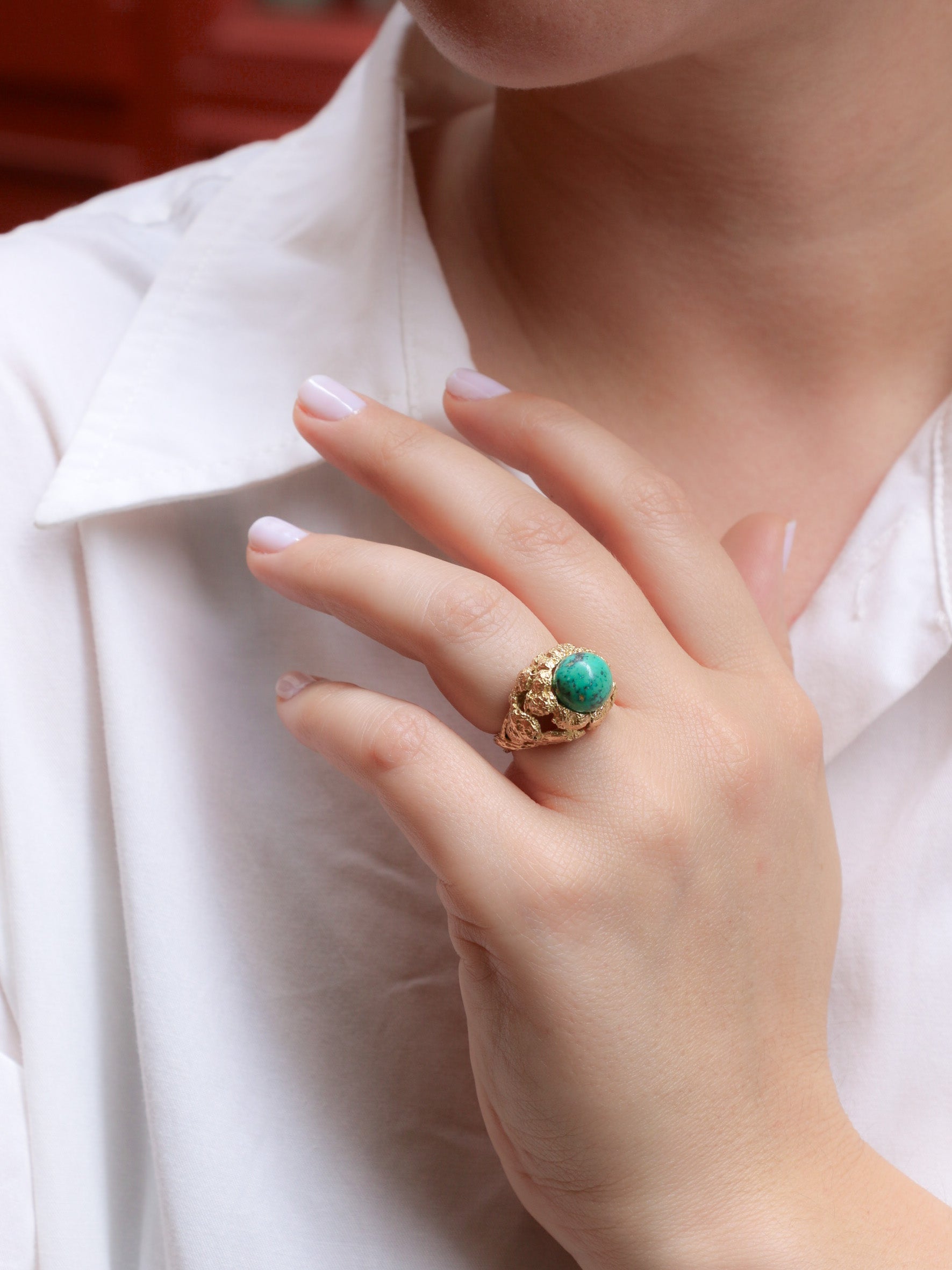 Bague vintage OMEGA or turquoise