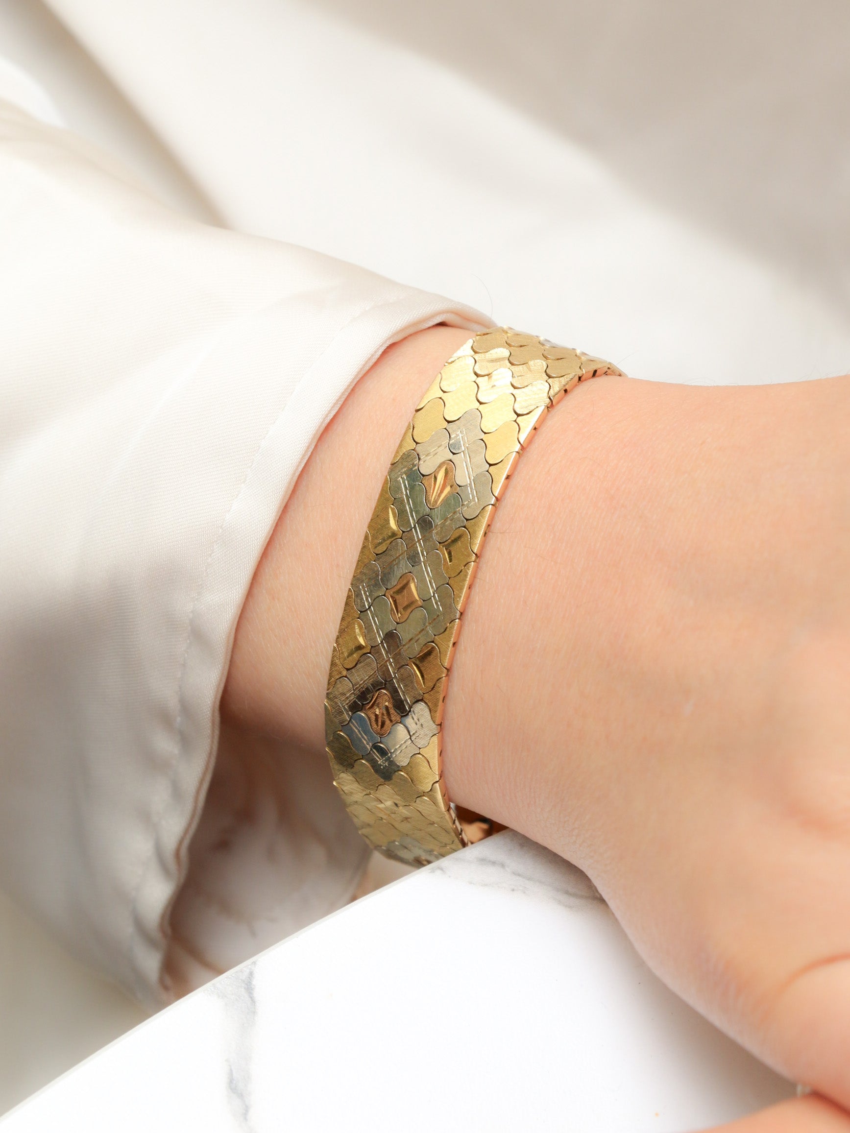 Bracelet vintage or maillons nid d'abeilles