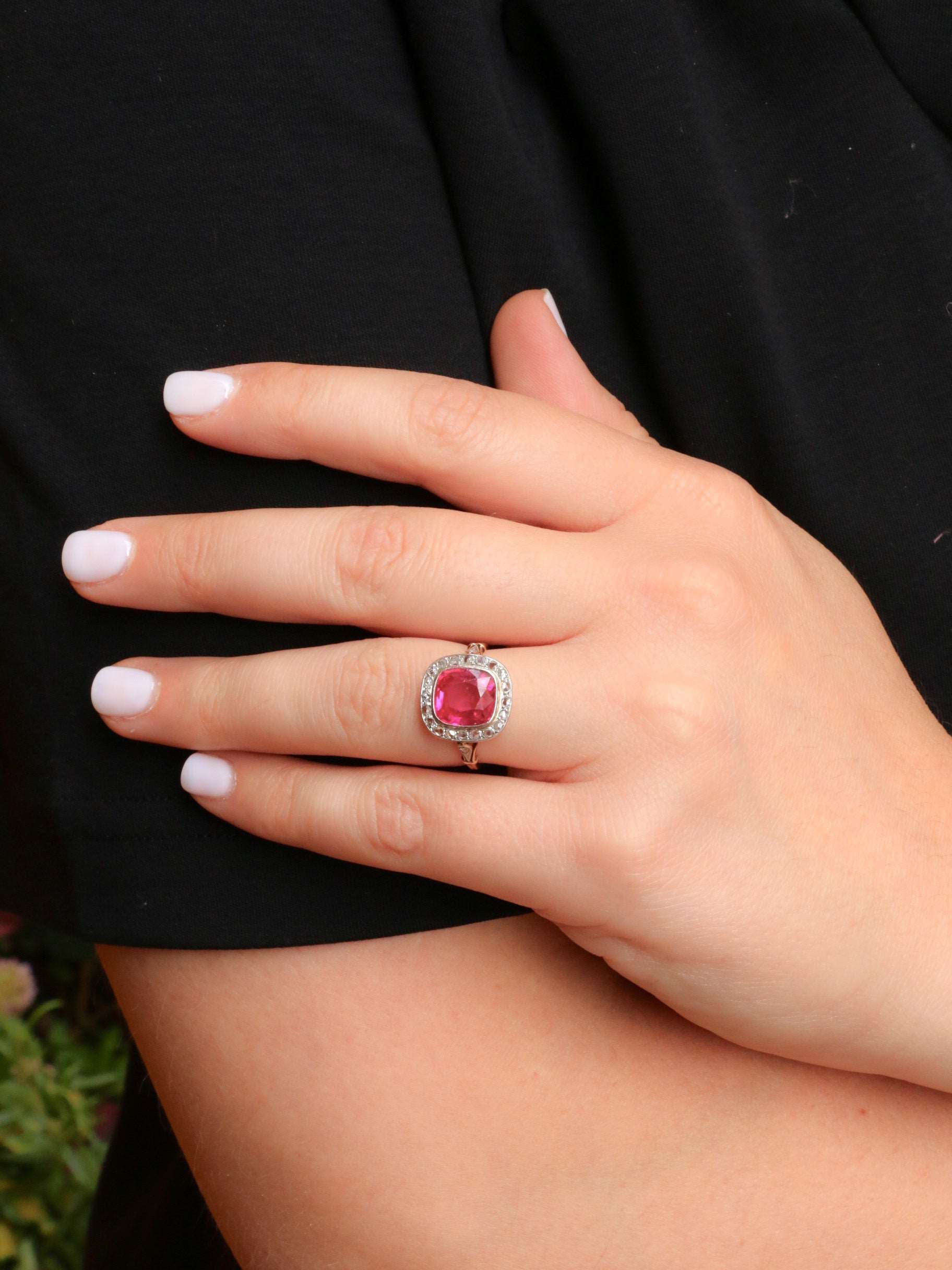 Bague ancienne diamants rubis