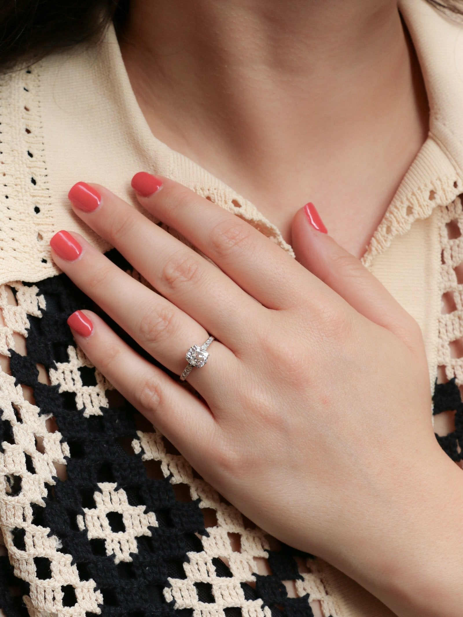 bague ancienne solitaire diamant coussin