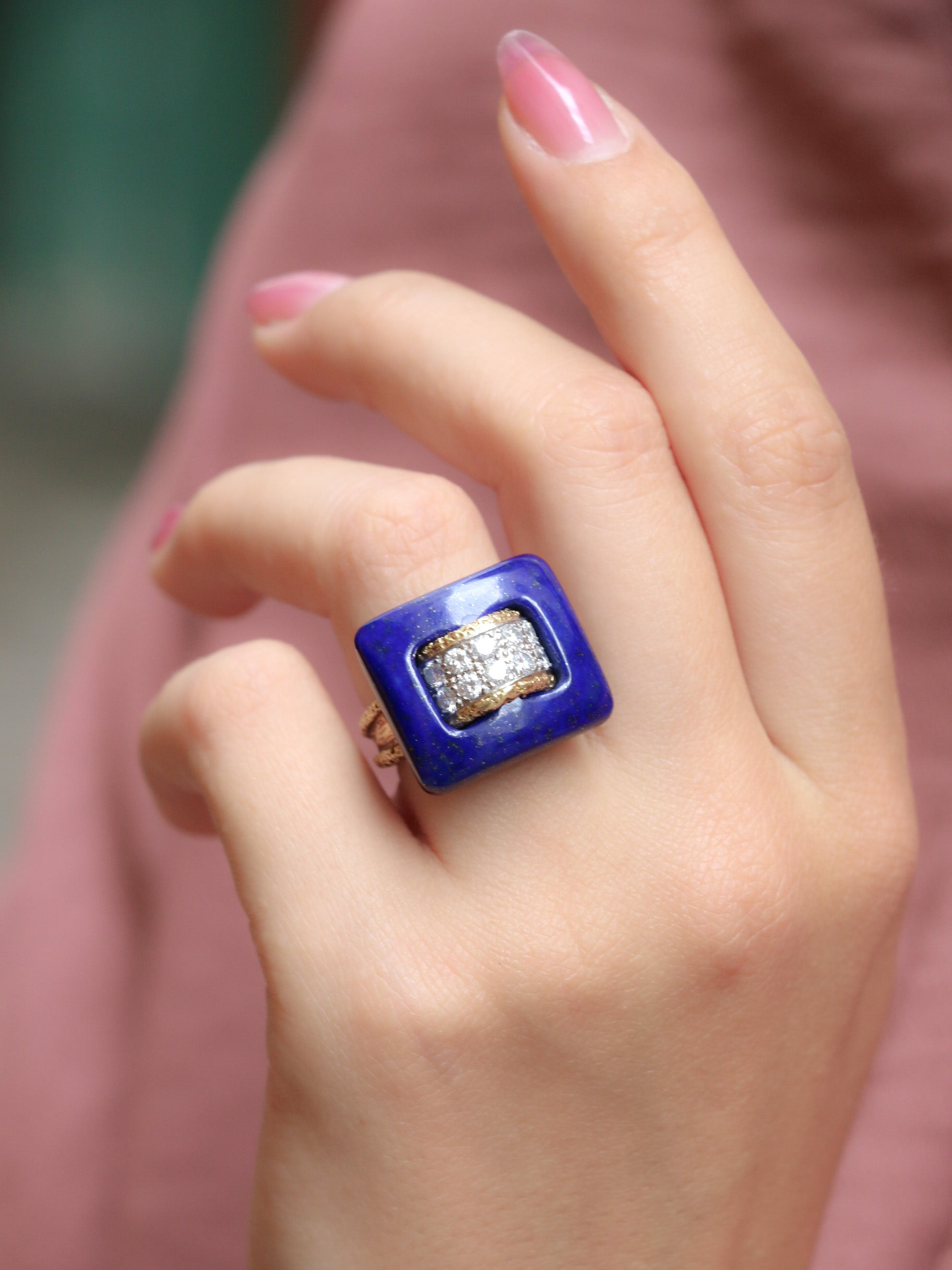 Bague vintage Van Cleef & Arpels or diamants lapis lazuli