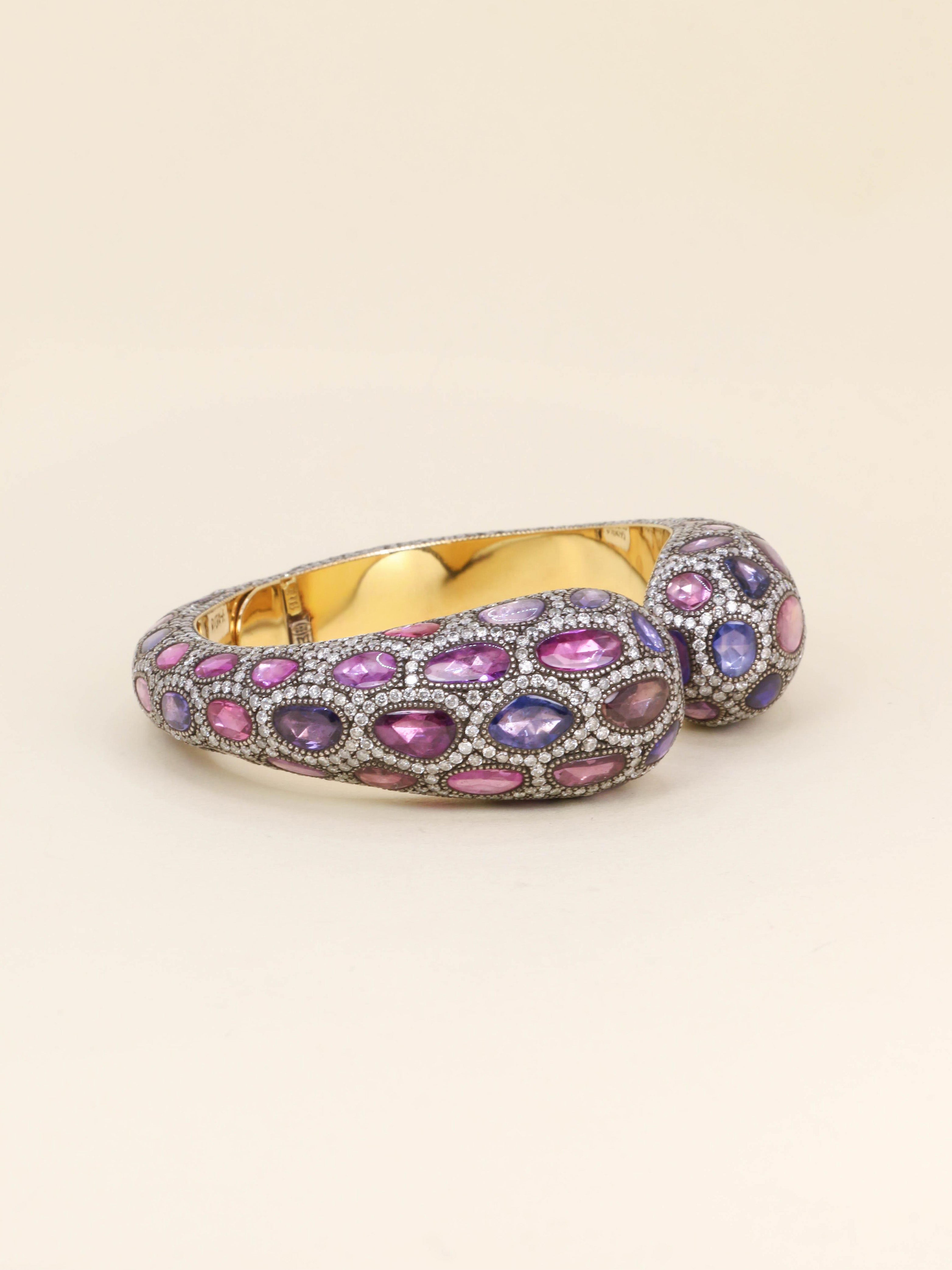 ANDRE MARCHA Bracelet jonc saphirs diamants