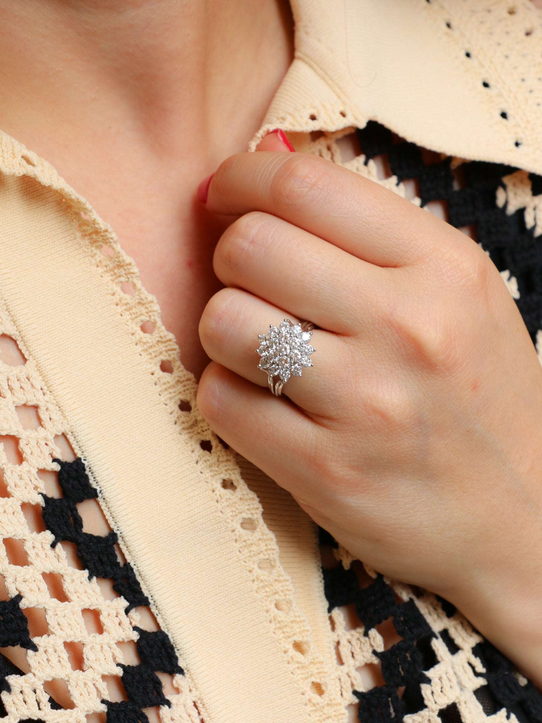 Bague vintage or blanc diamants