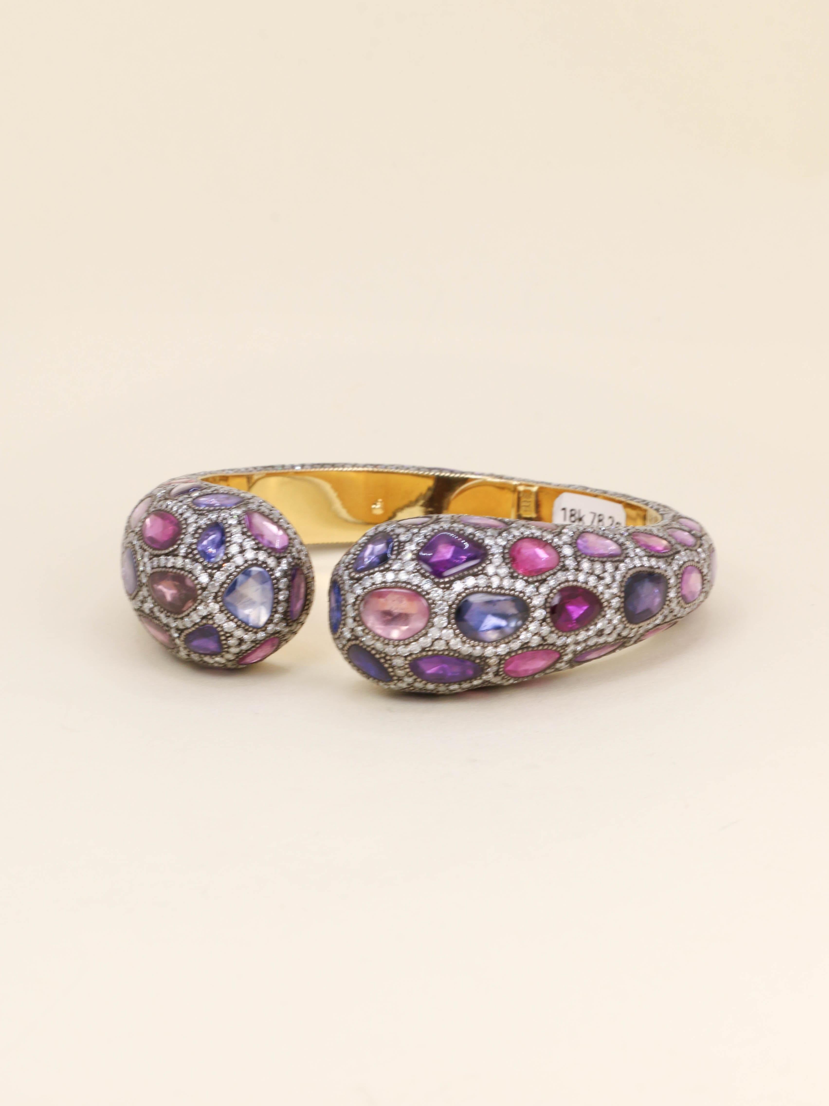 ANDRE MARCHA Bracelet jonc saphirs diamants