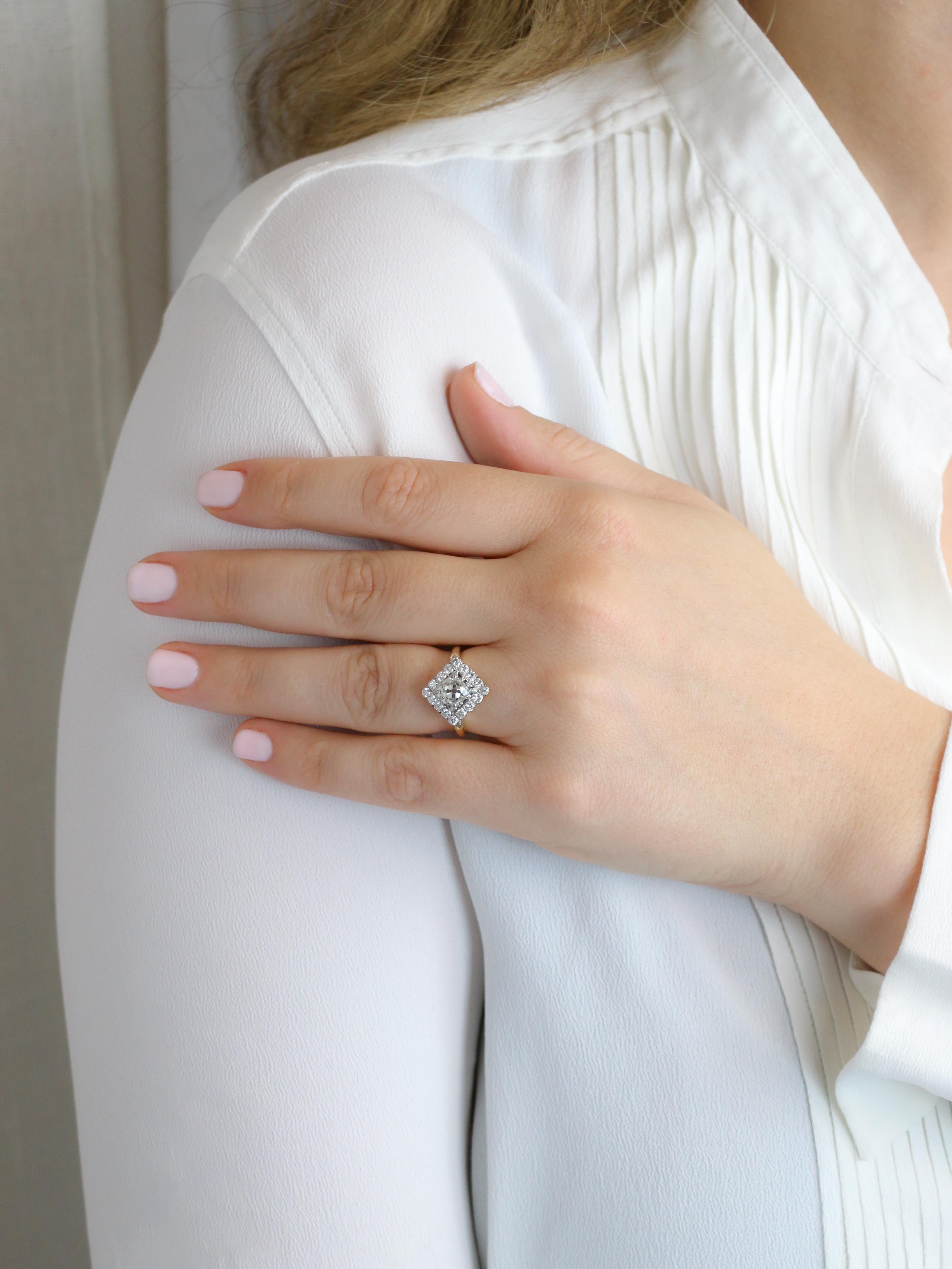 Bague losange diamant taille ancienne 1,07 carat