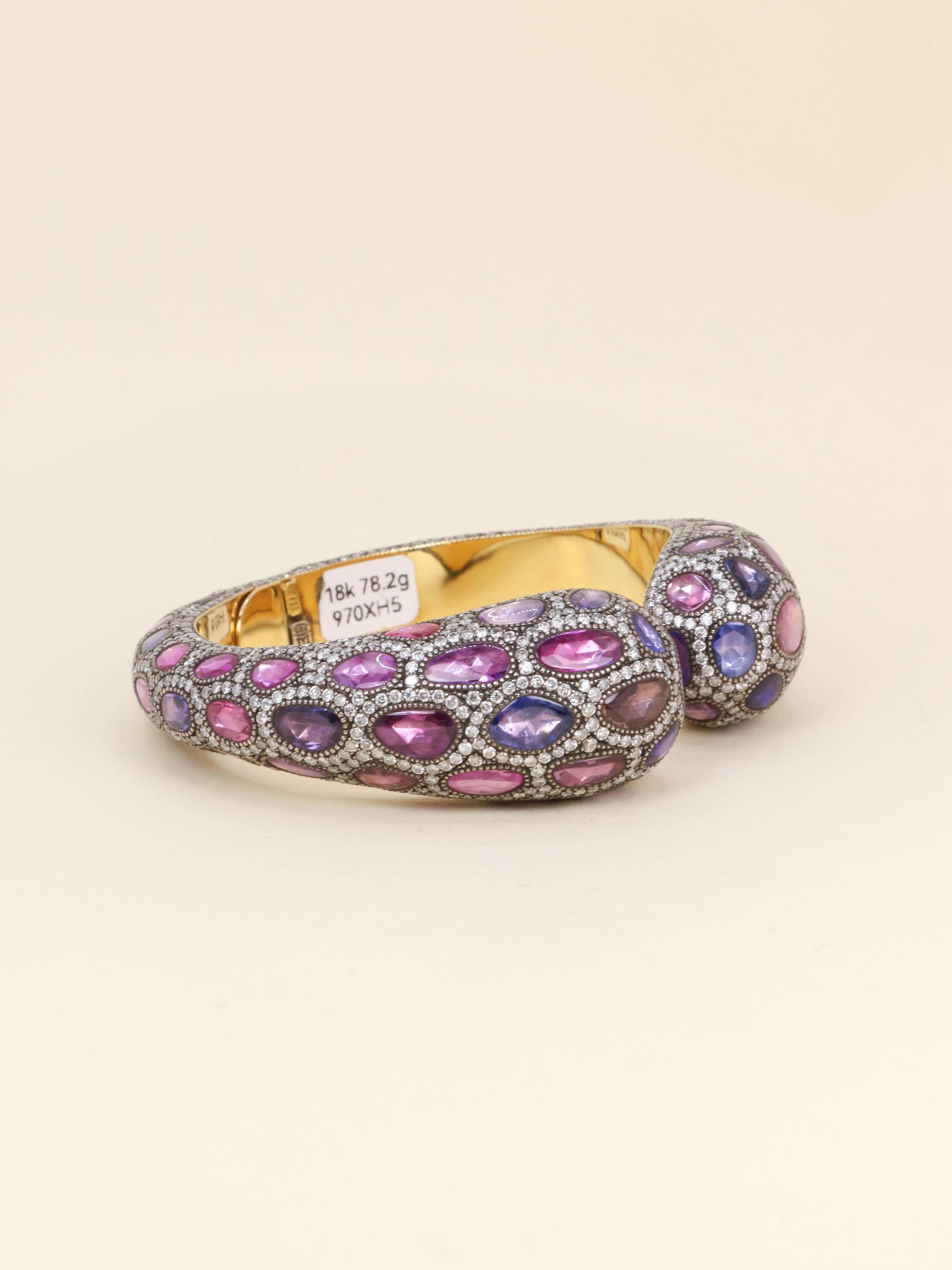 ANDRE MARCHA Bracelet jonc saphirs diamants