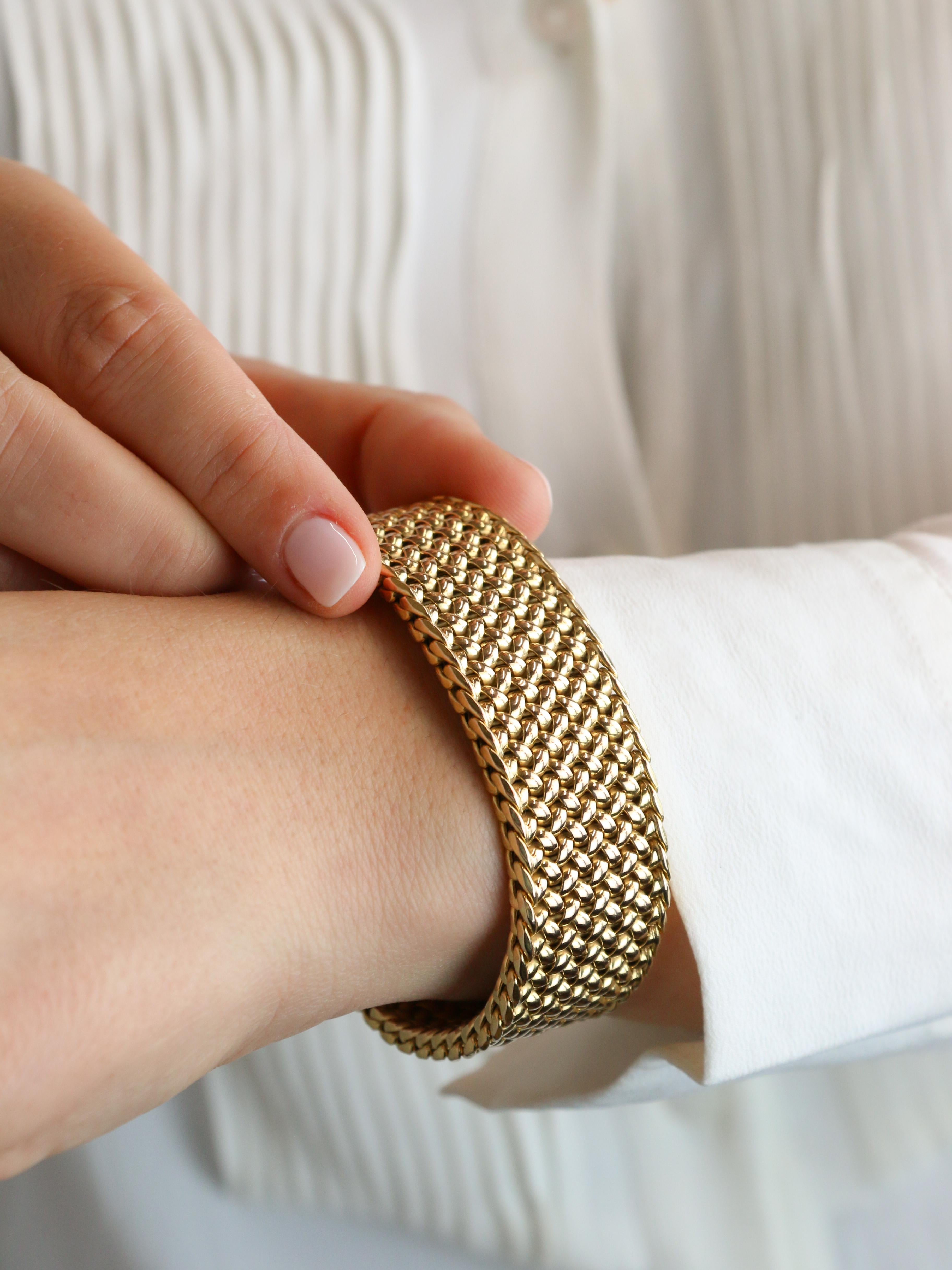 X Bracelet souple maille milanaise or jaune 2,3 cm
