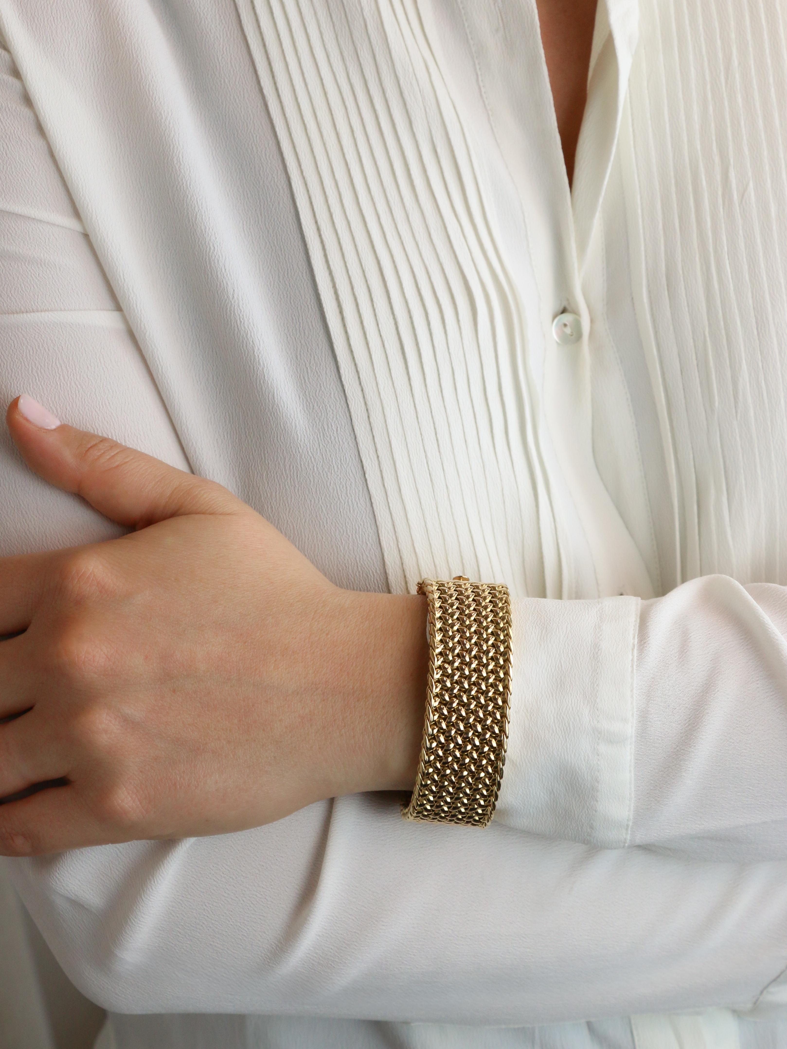 X Bracelet souple maille milanaise or jaune 2,3 cm