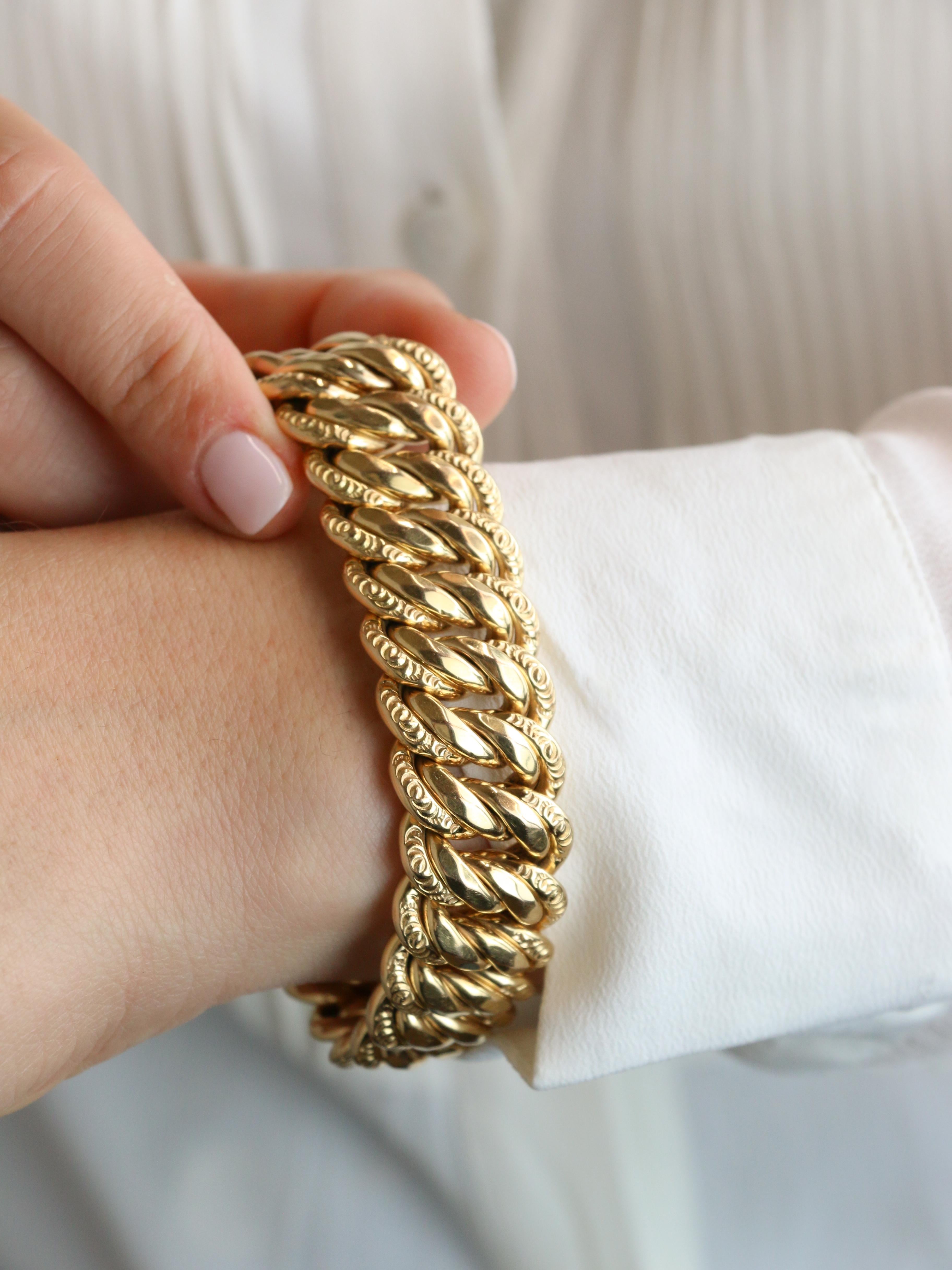 X Bracelet maille américaine or jaune 2 cm