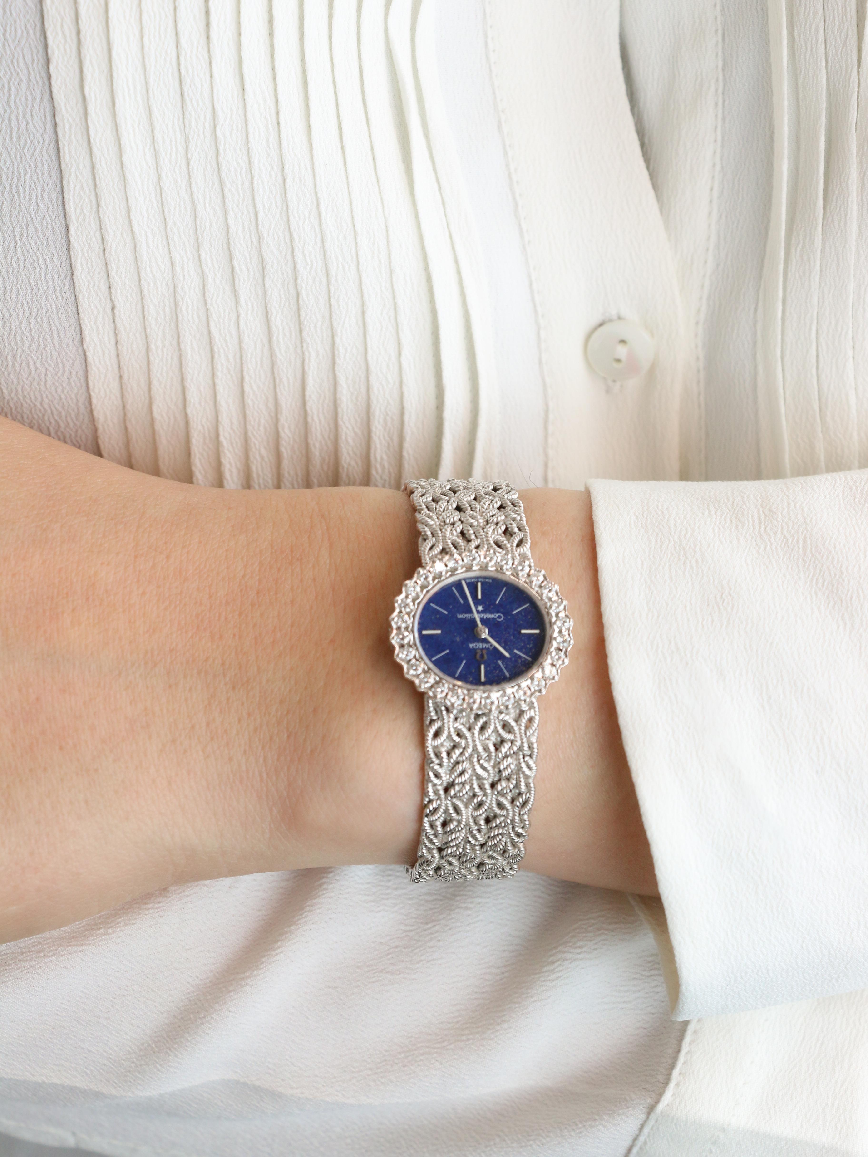 OMEGA Constellation - Montre or blanc diamants lapis-lazuli