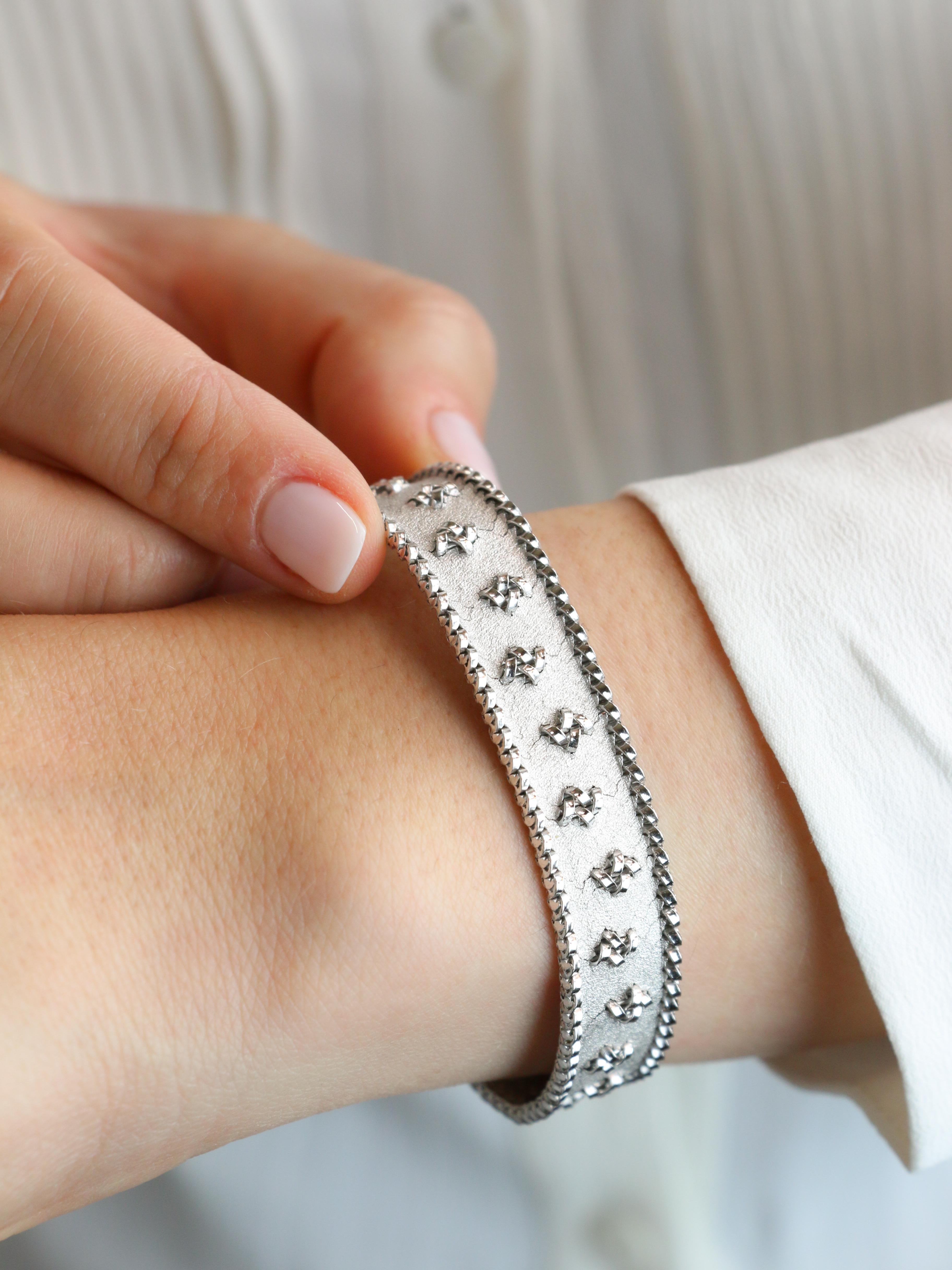 Bracelet maille polonaise or blanc