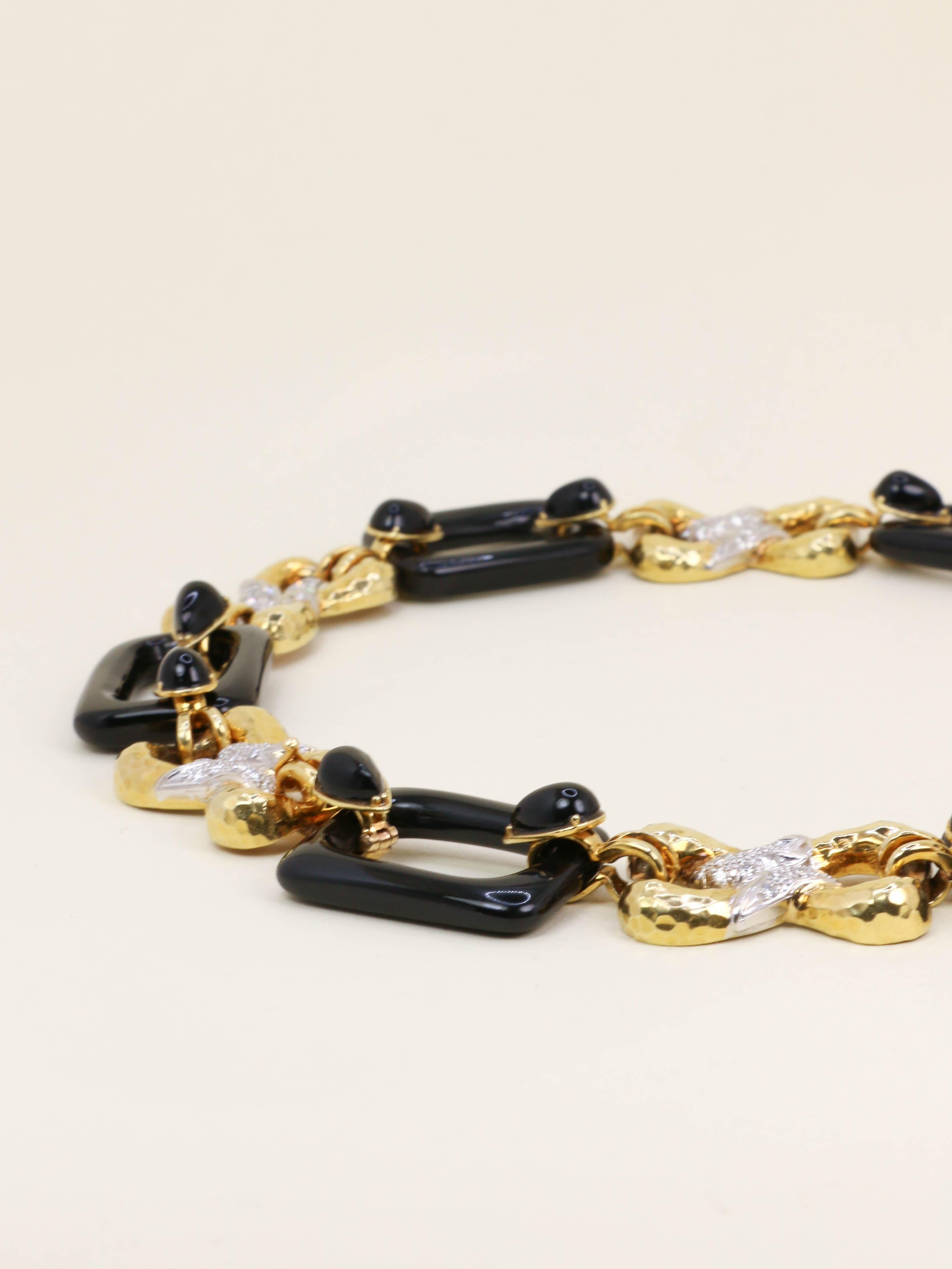 Collier à transformation or jaune onyx diamants