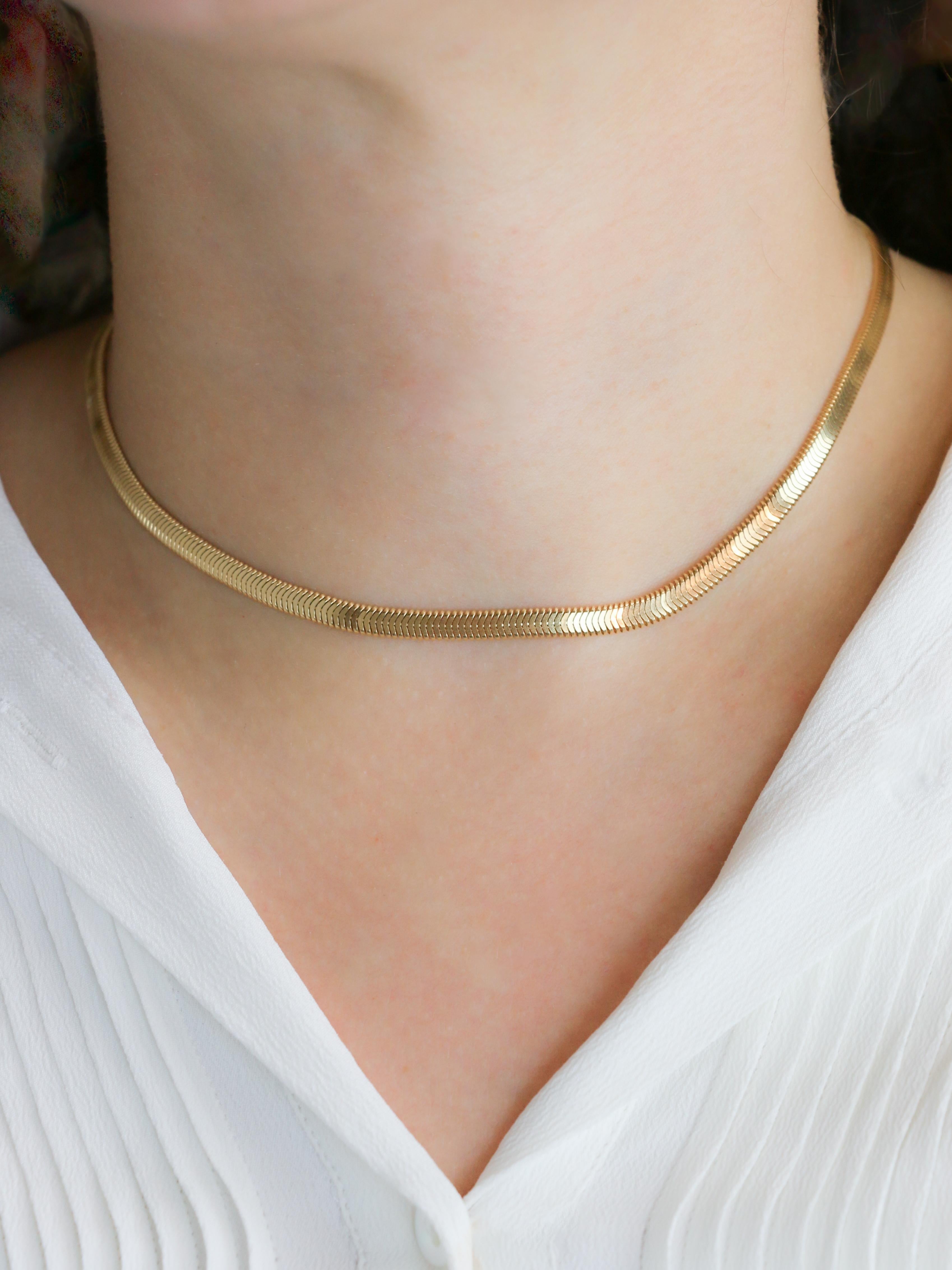 Collier chaine vintage or jaune maille plate