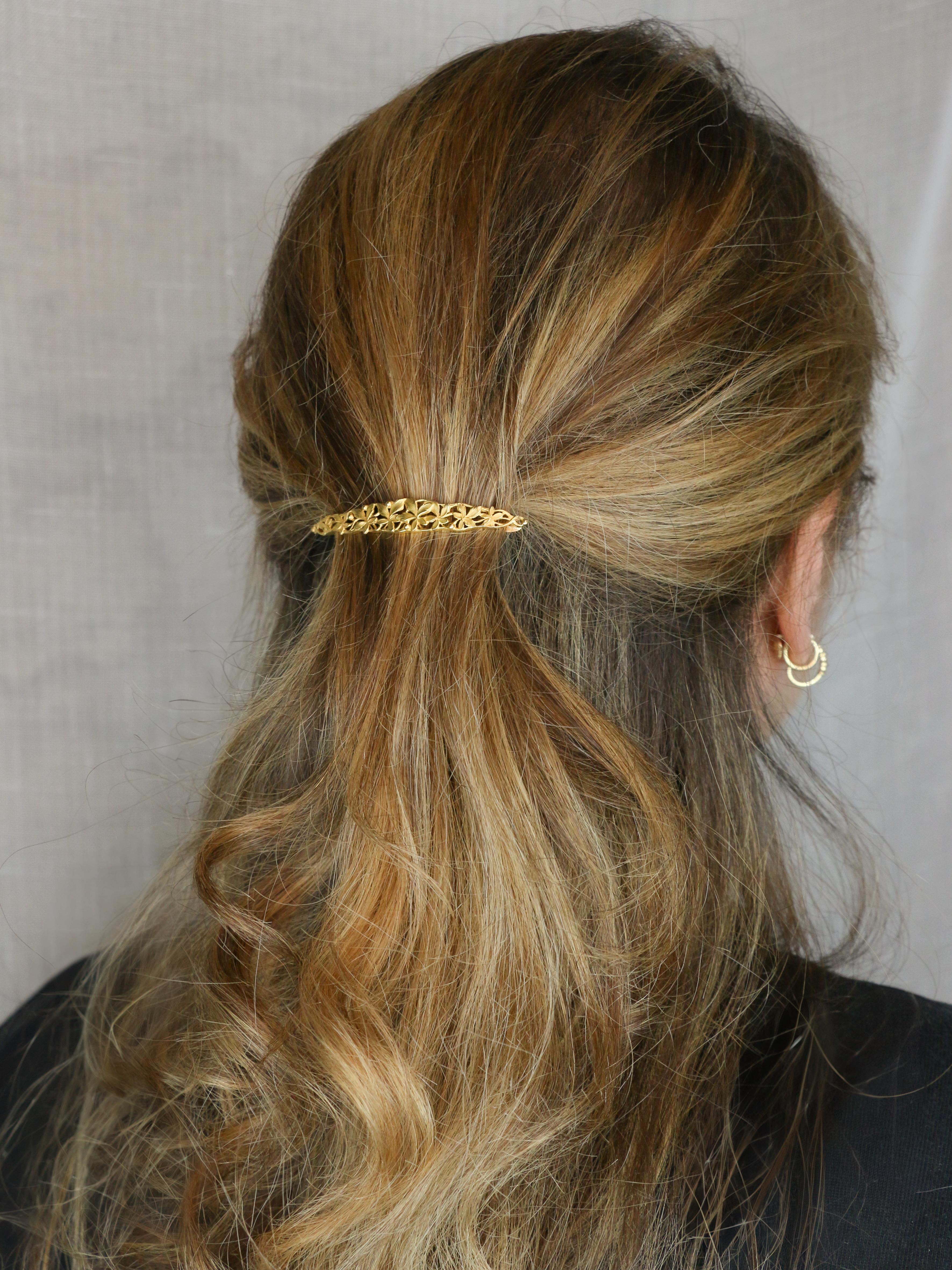 Barrette cheveux Art Nouveau or jaune