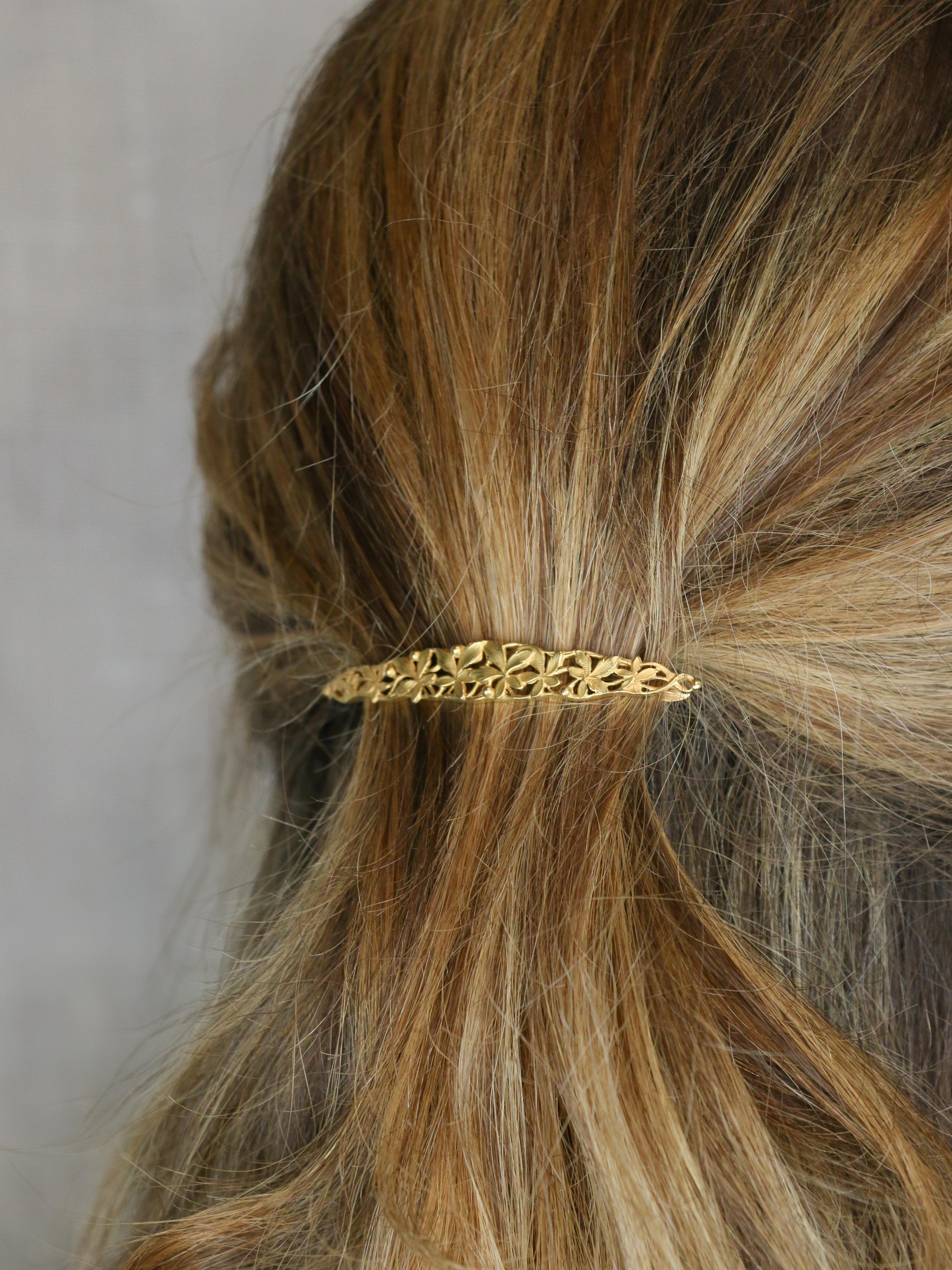 Barrette cheveux Art Nouveau or jaune