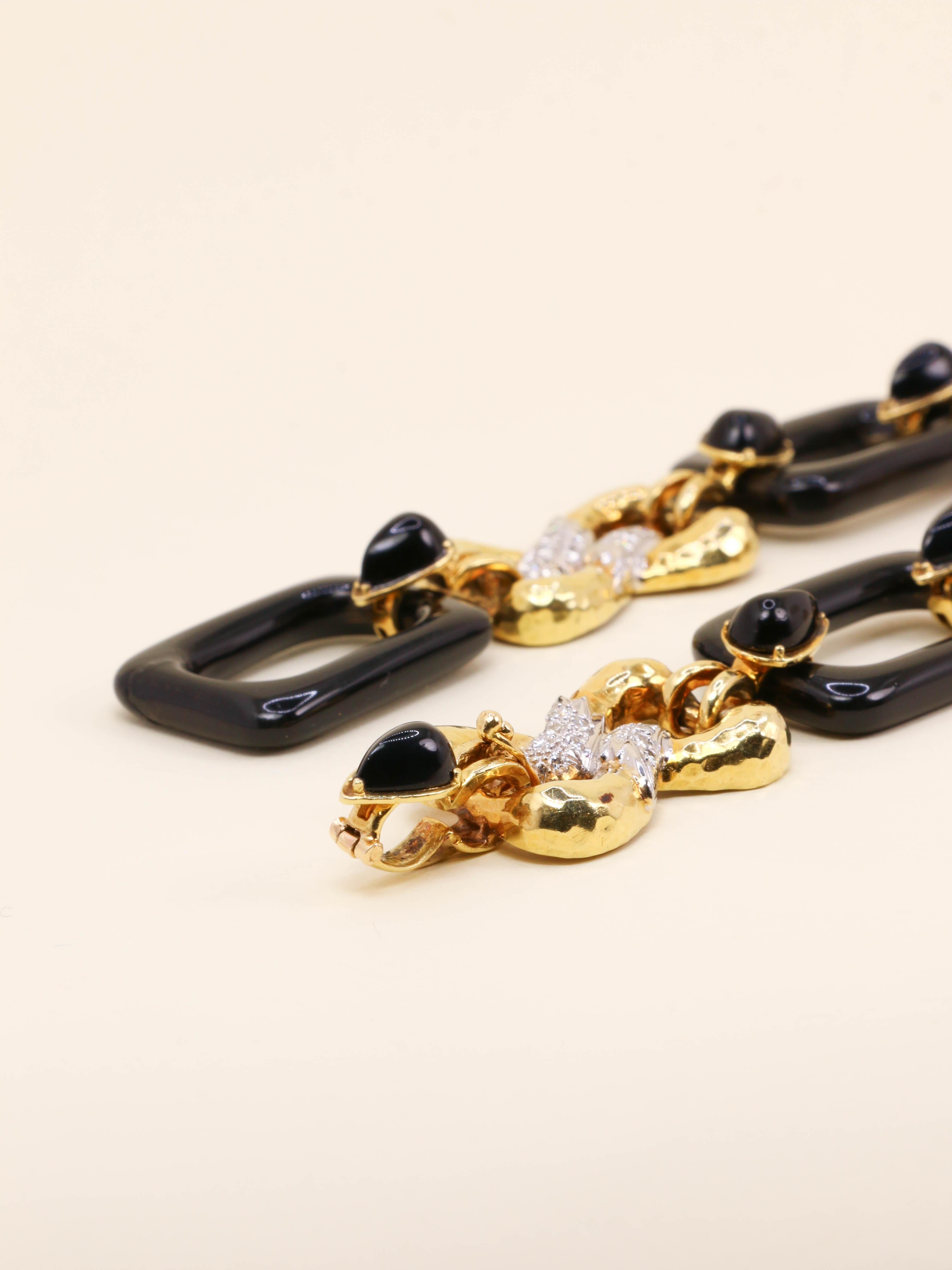 Collier à transformation or jaune onyx diamants