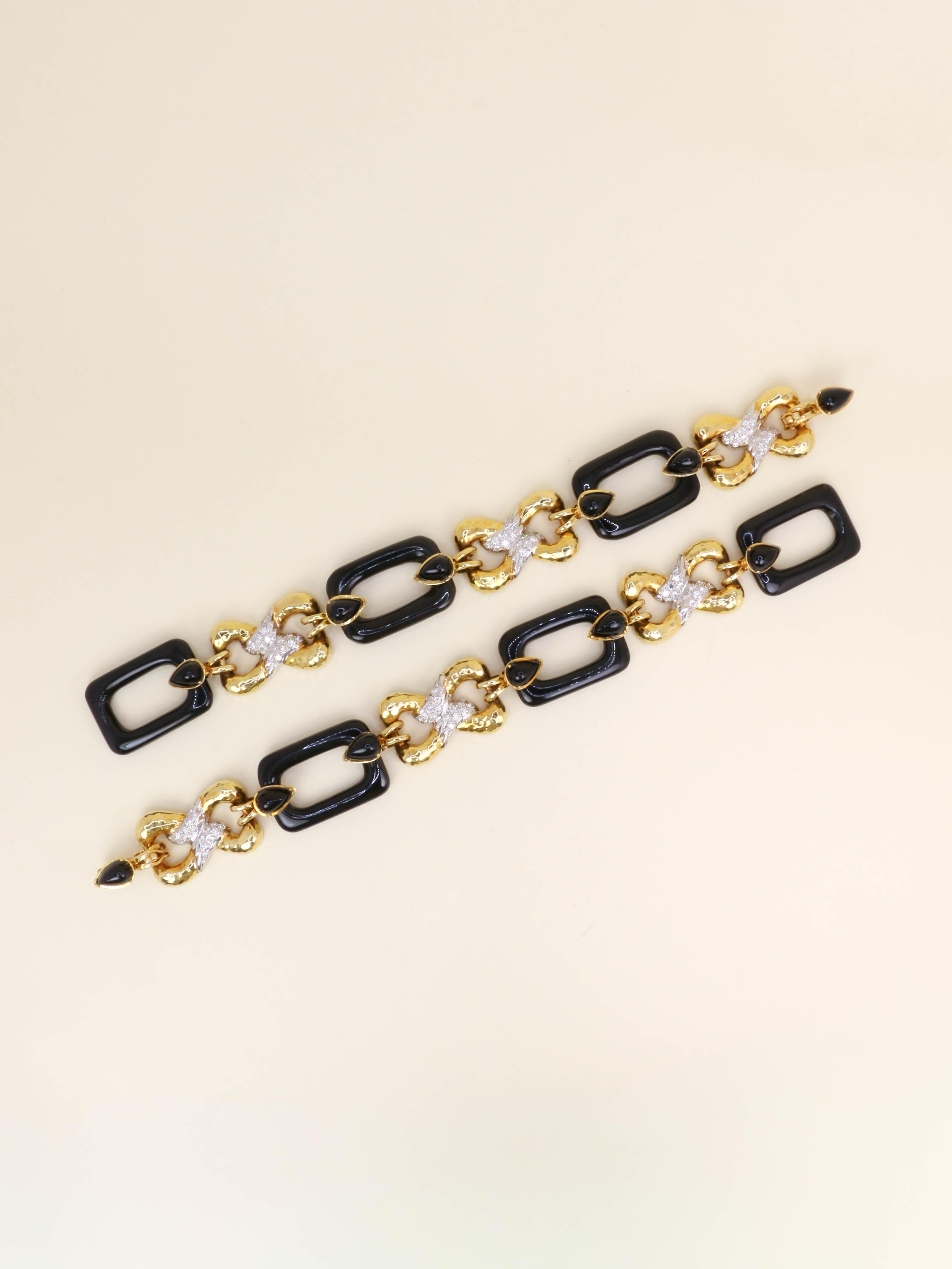 Collier à transformation or jaune onyx diamants