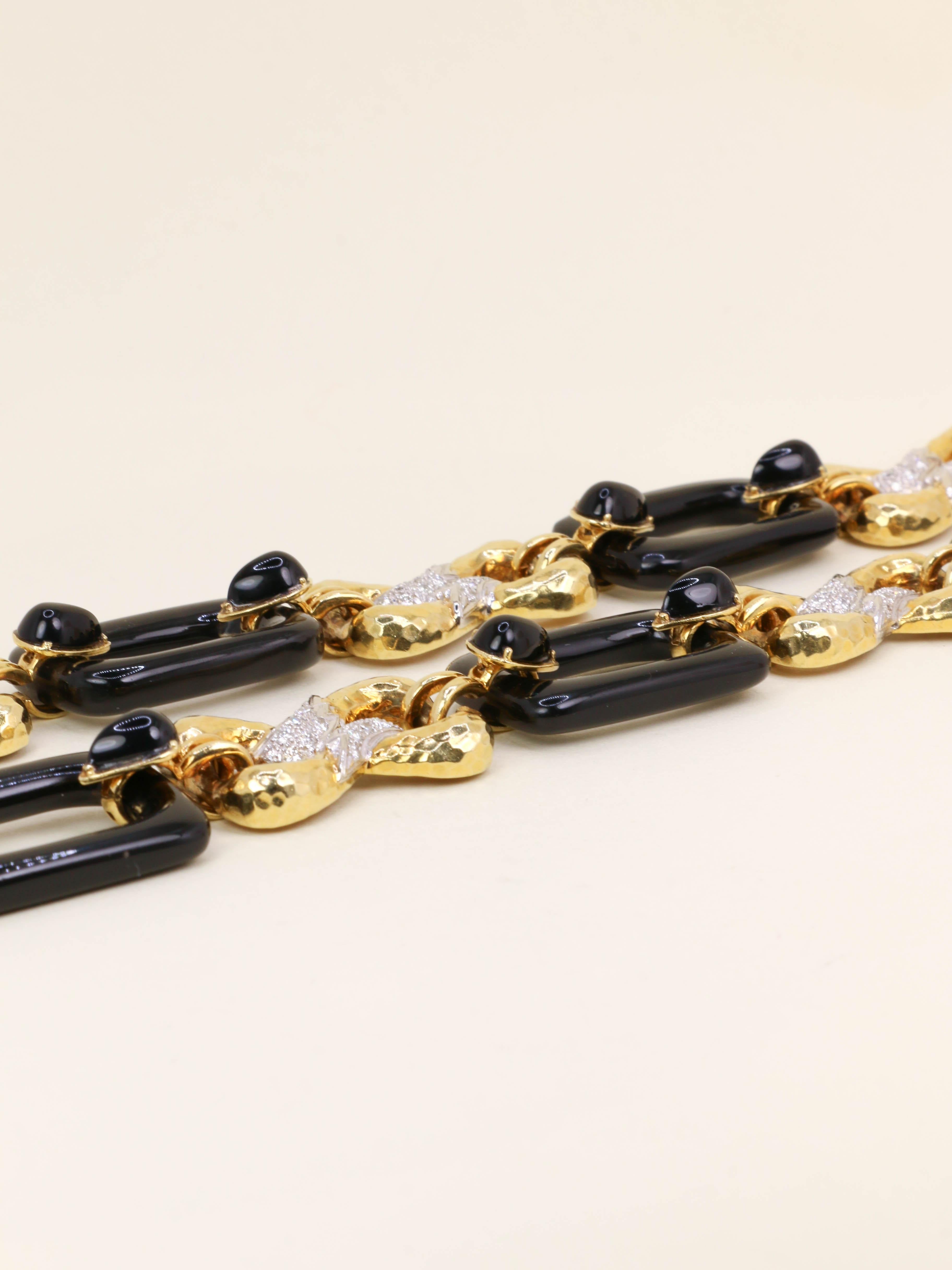 Collier à transformation or jaune onyx diamants