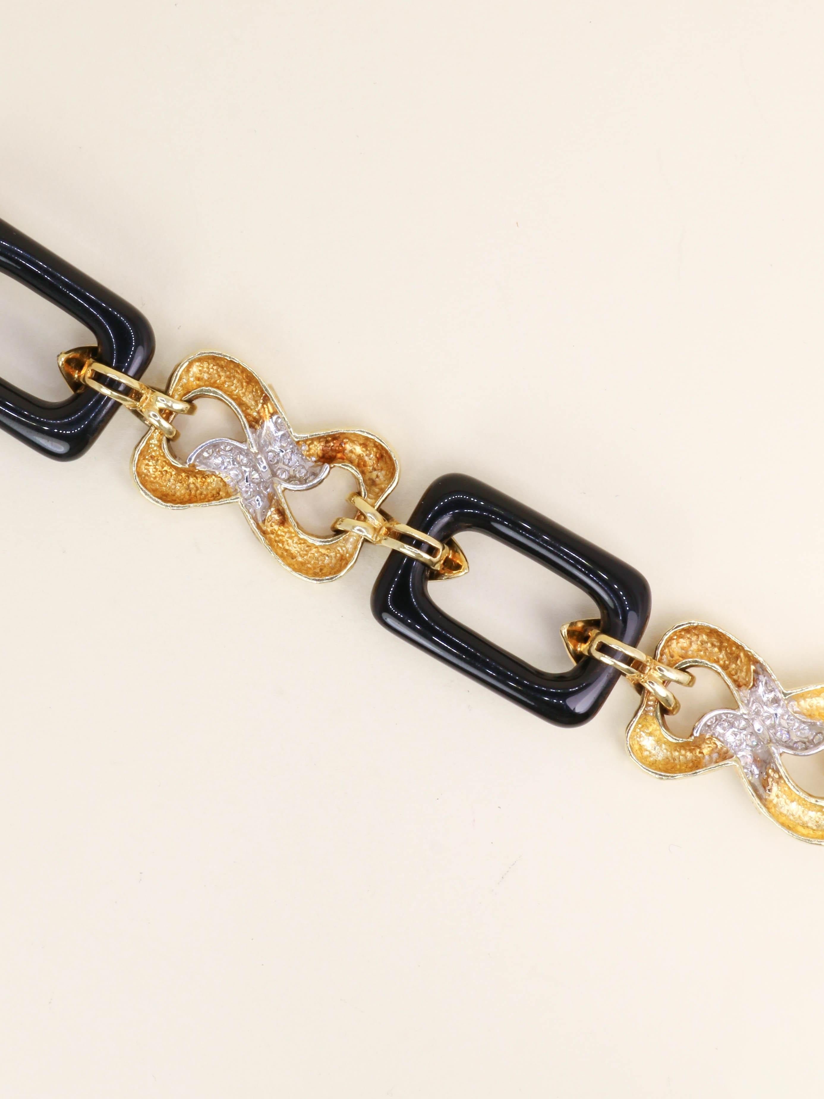 Collier à transformation or jaune onyx diamants