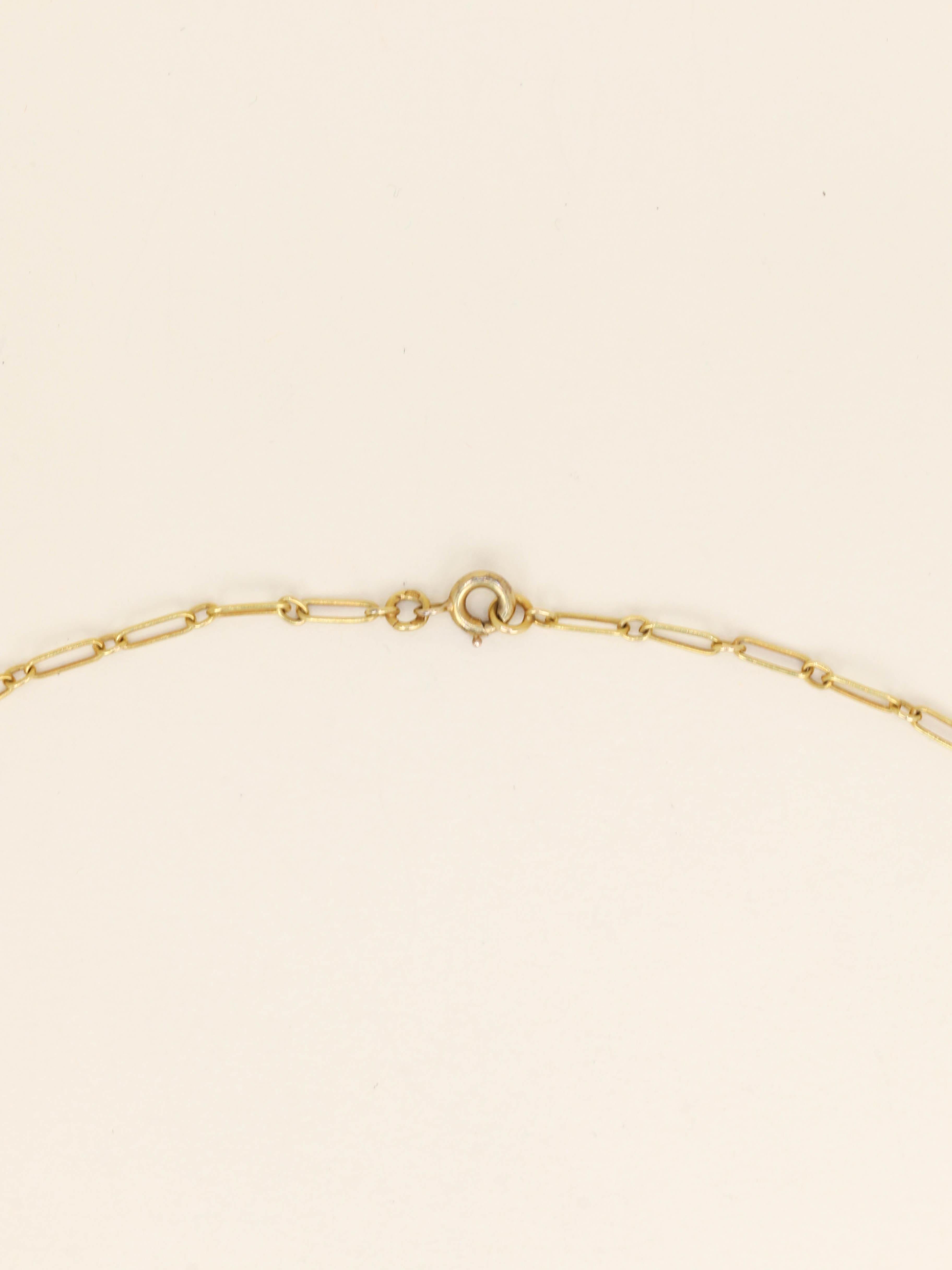 Collier draperie Art Nouveau or jaune perles diamants