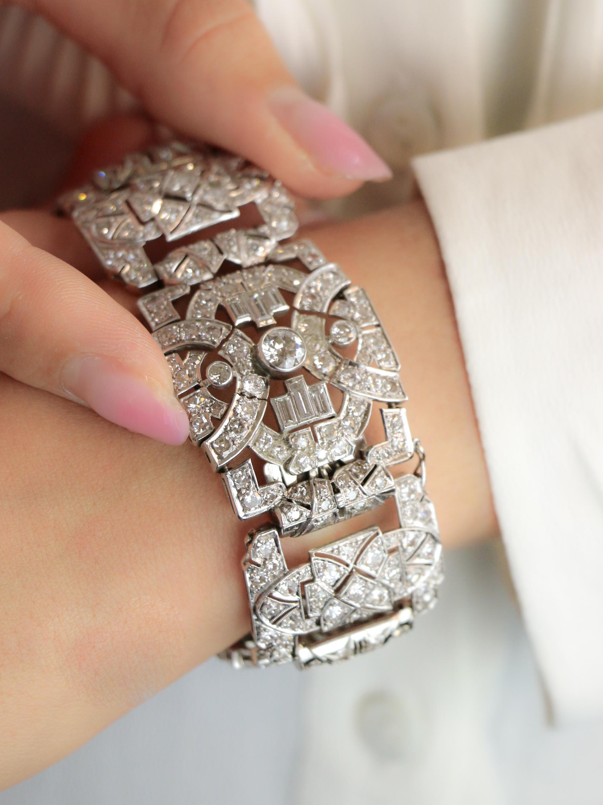 Bracelet Art Déco platine diamants
