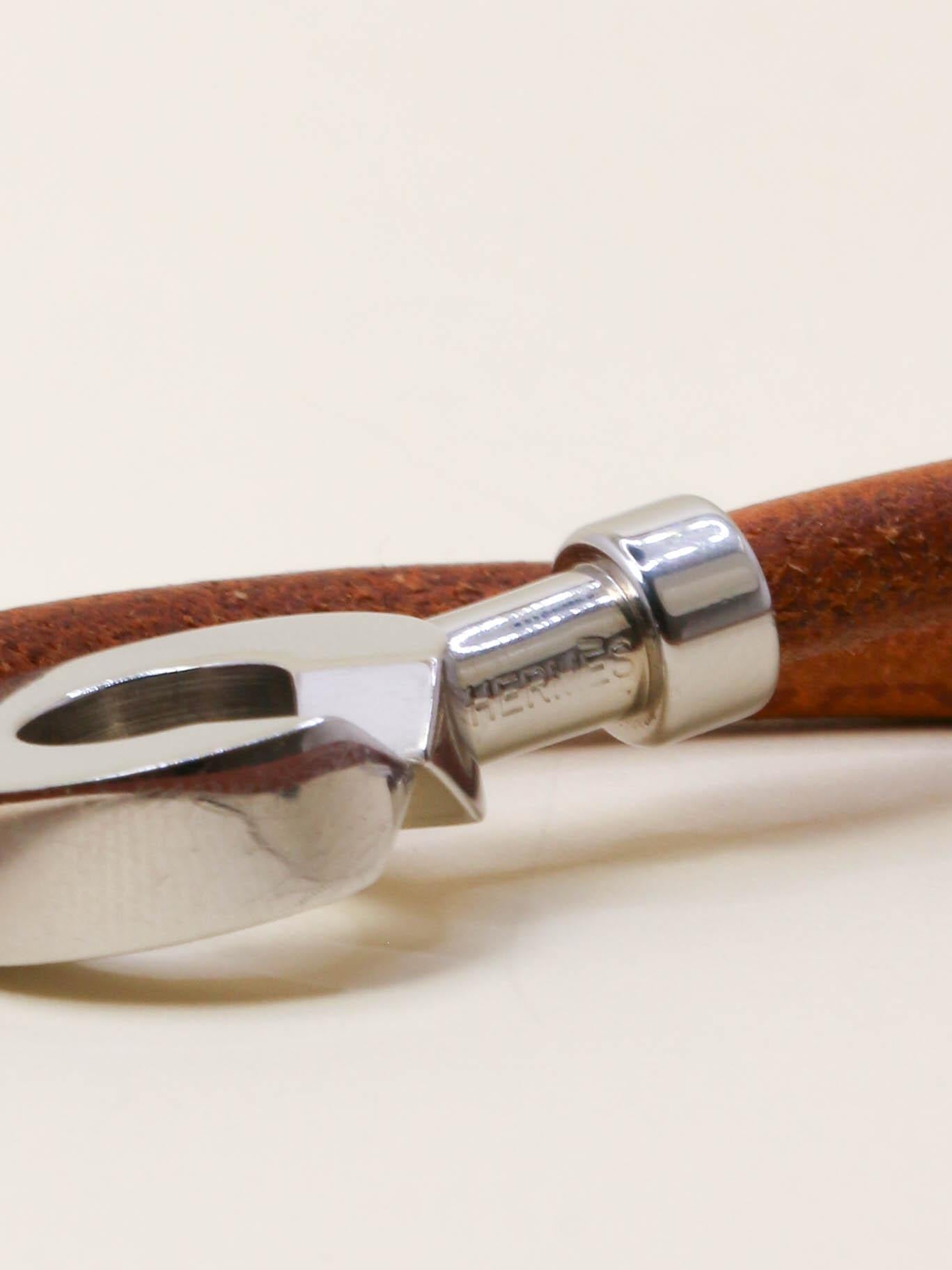 HERMES Collier Bracelet Lancelot cuir marron