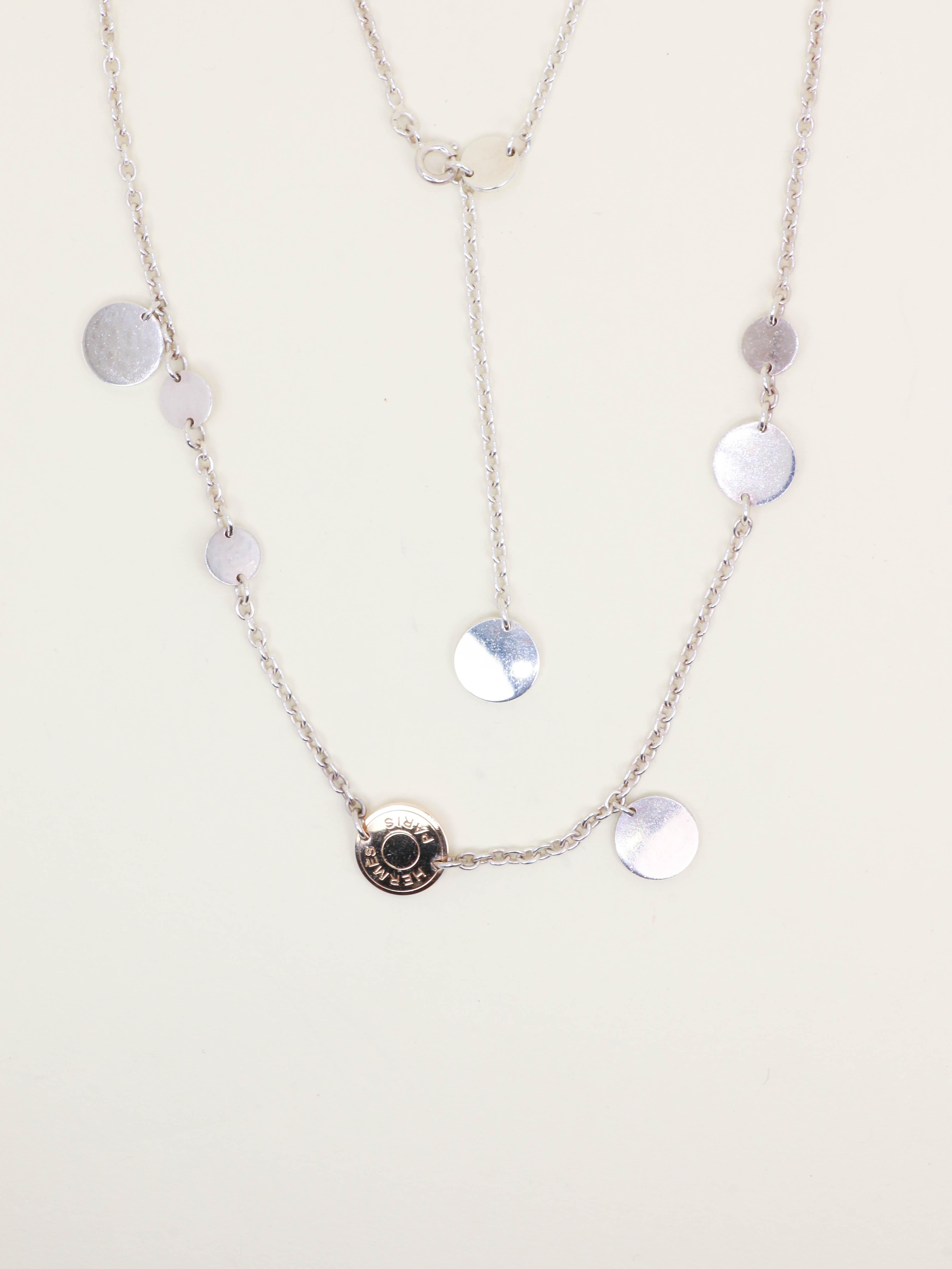 HERMES Sautoir Ex-libris argent or rose